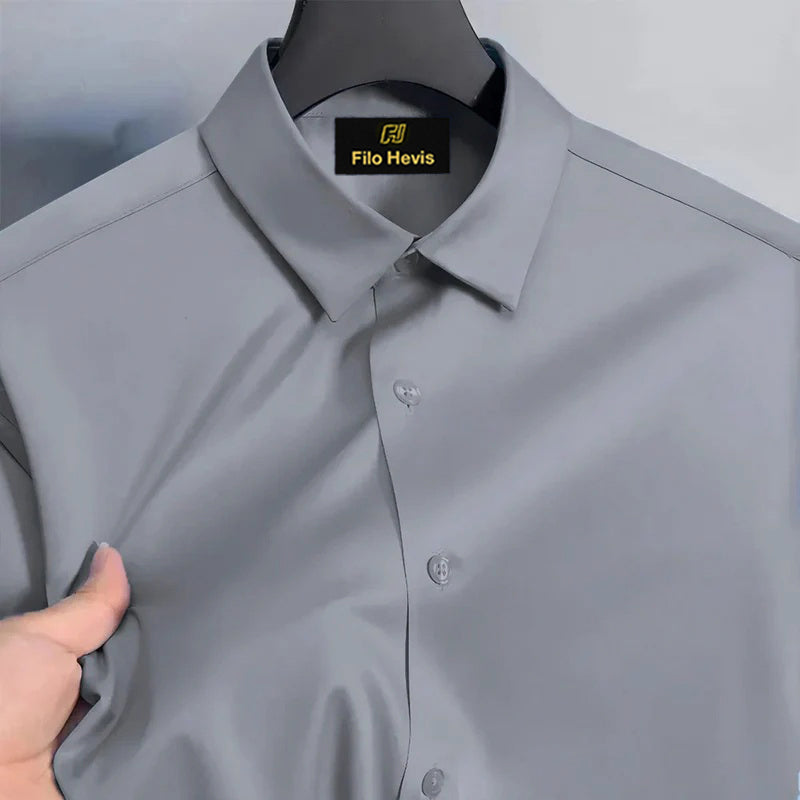 Men's Satin Lycra formal Full Sleeve shirt Light Grey