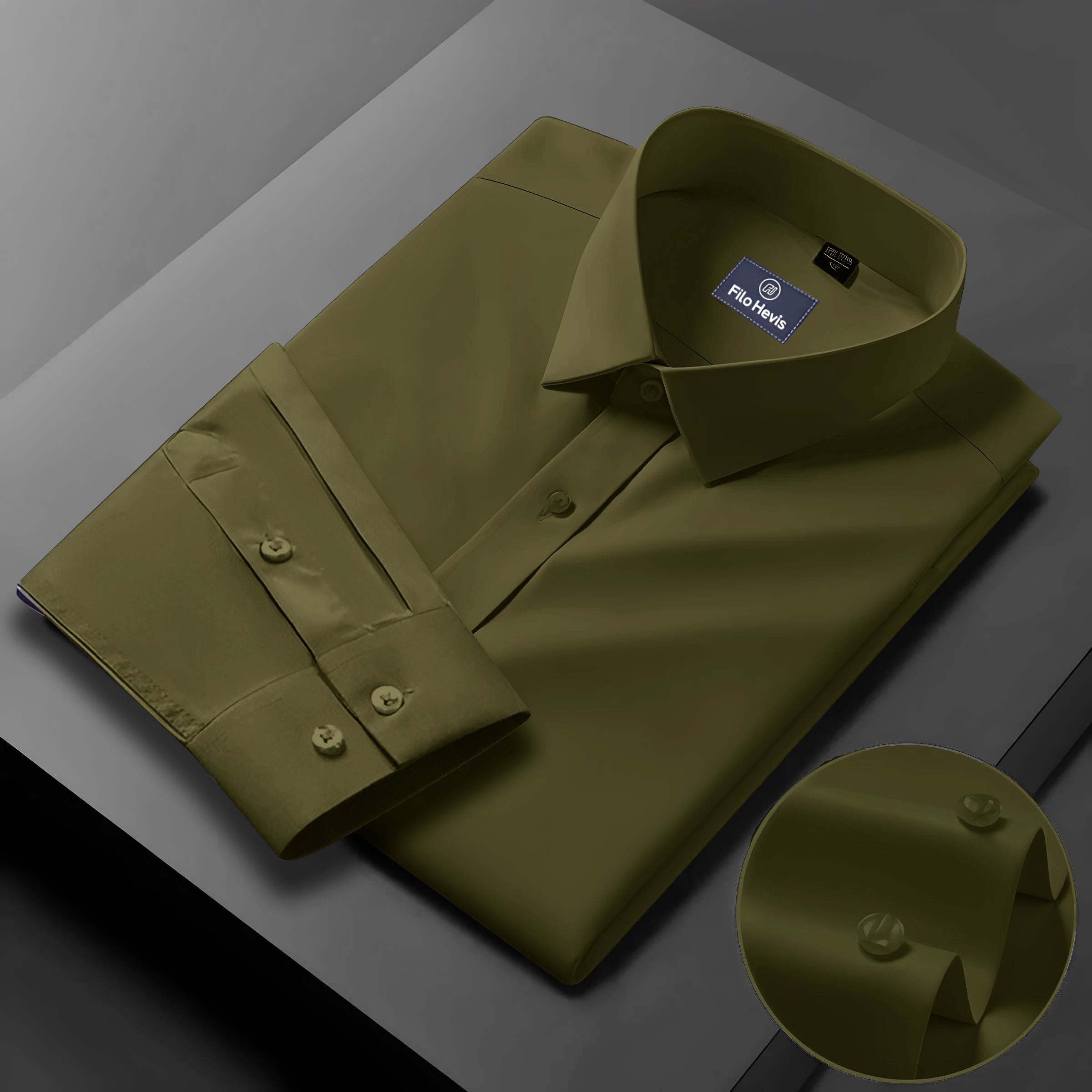 Men's Formal Regular Fit Cotton Full Sleeve Shirt - Light Mehndi