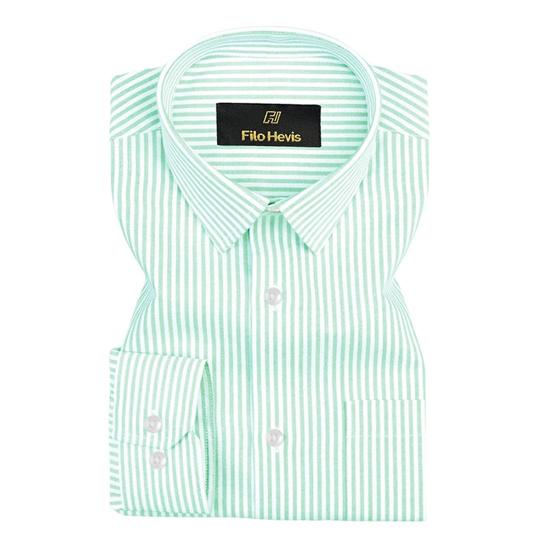 Cotton Stripe Shirt for Men |Slim fit | Light Green