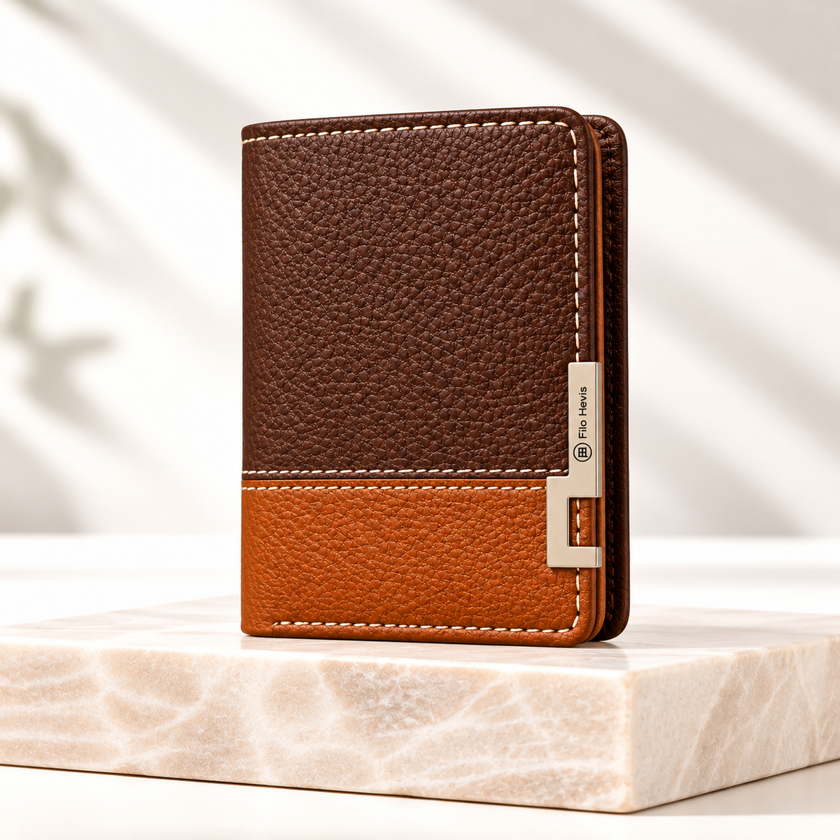 Wallet for Men | Textured Bifold Wallet with Zipper Coin Pocket & Card Slots | Brown-Tan