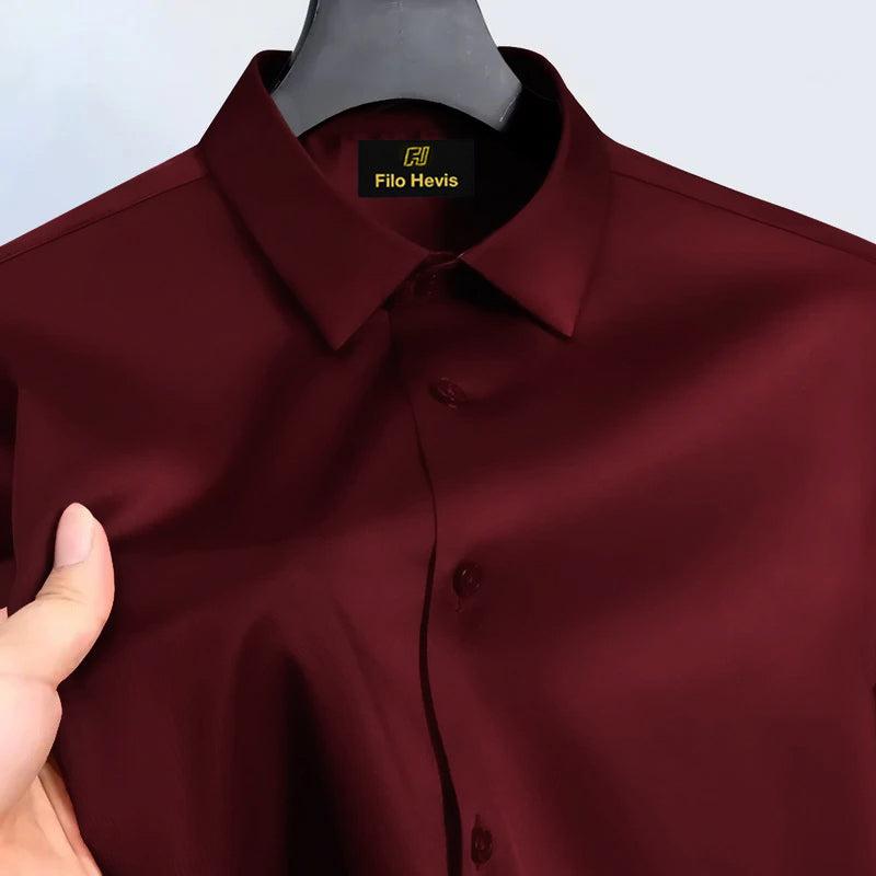 Men's Satin Lycra formal Full Sleeve Shirt Maroon