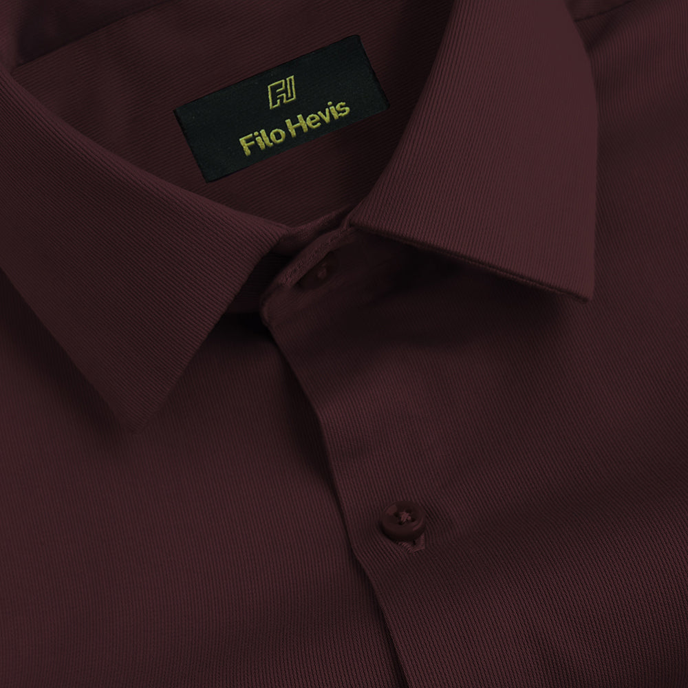Hycross Self Structured Lycra Formal Shirt- Maroon