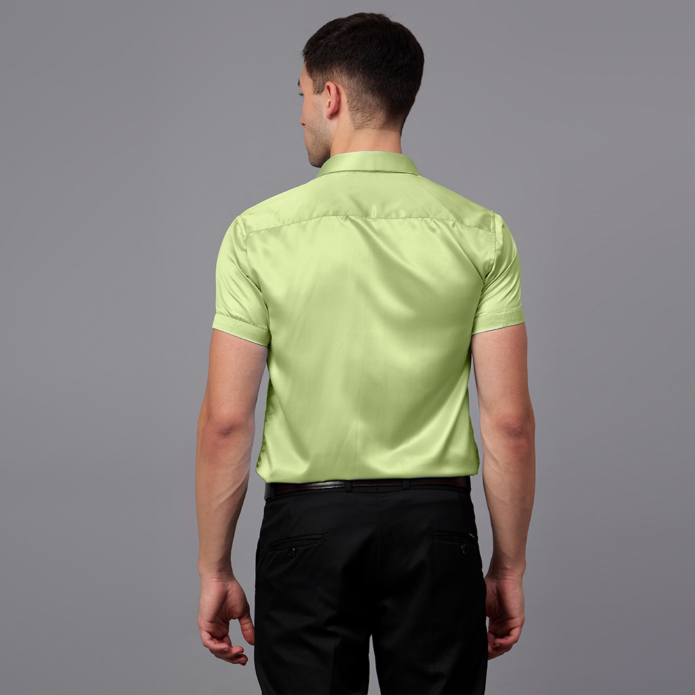 Men’s Satin Half Sleeve Formal Shirt – Premium Soft & Shiny Finish-Pista Green