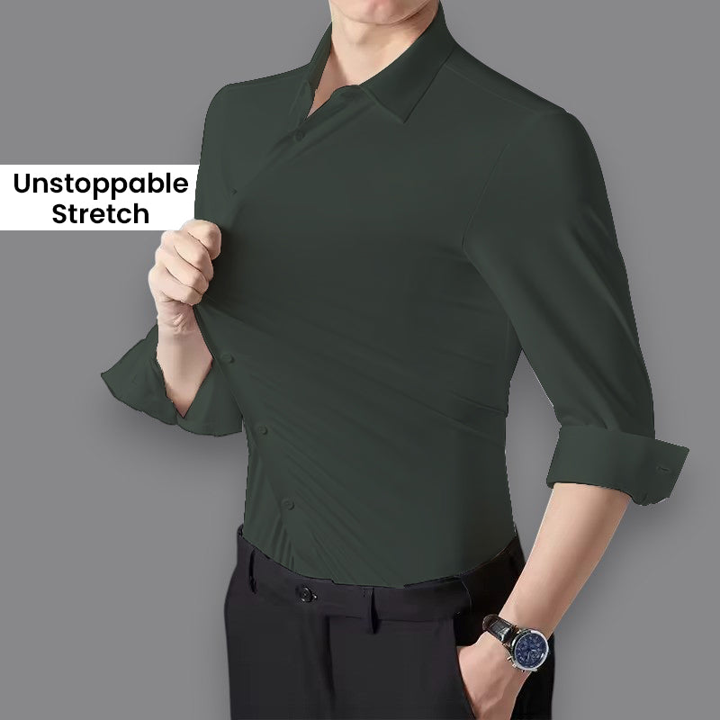 Men Mustang Lycra Soft Stretchable Shirt- Dark Green