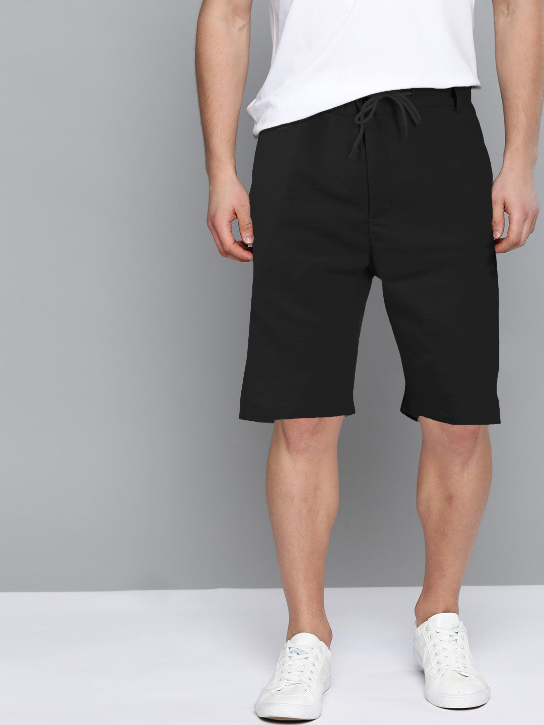 Cotton Solid Shorts Black