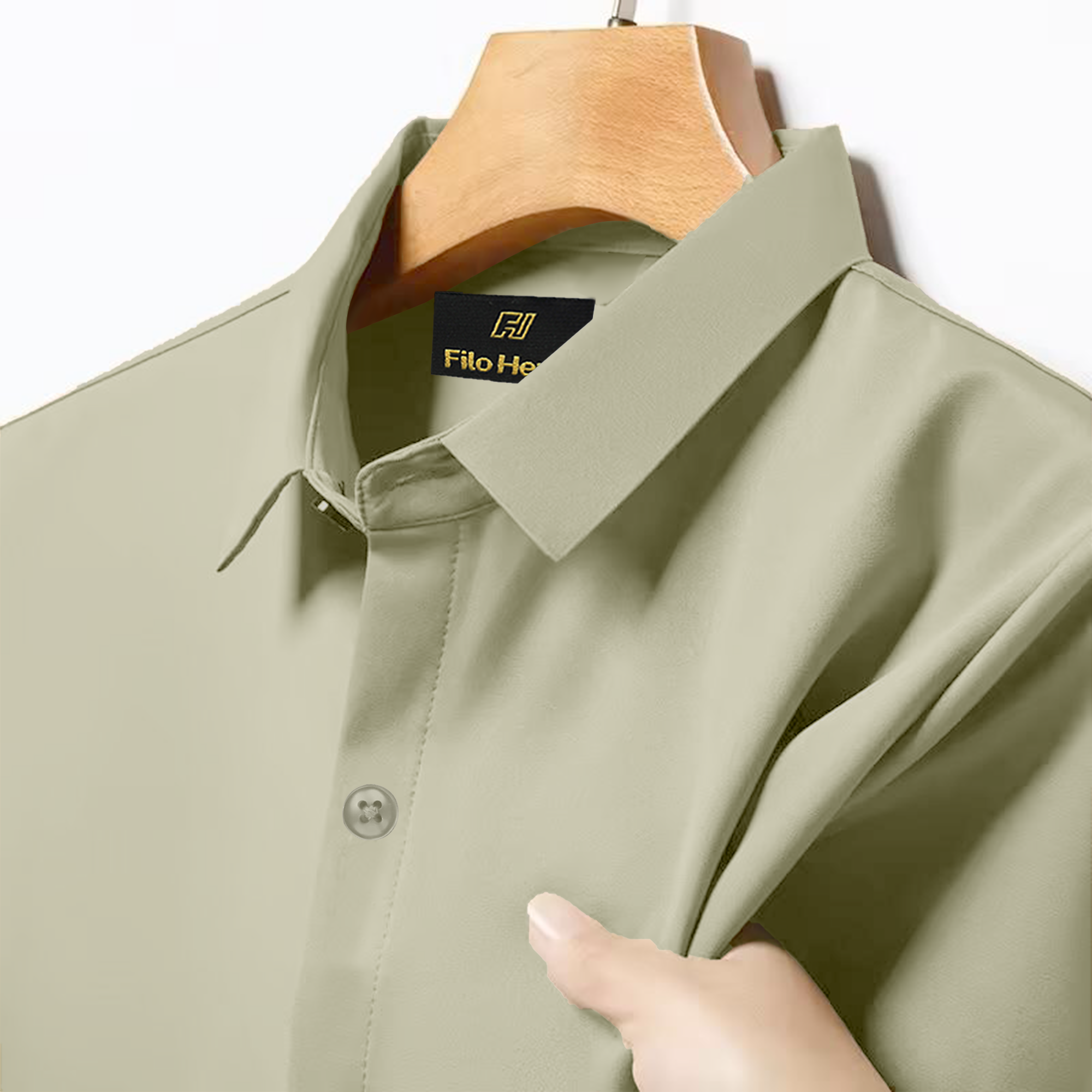 Japanese Lycra Stretch Formal Shirt for Men | Light-Greyish-Green
