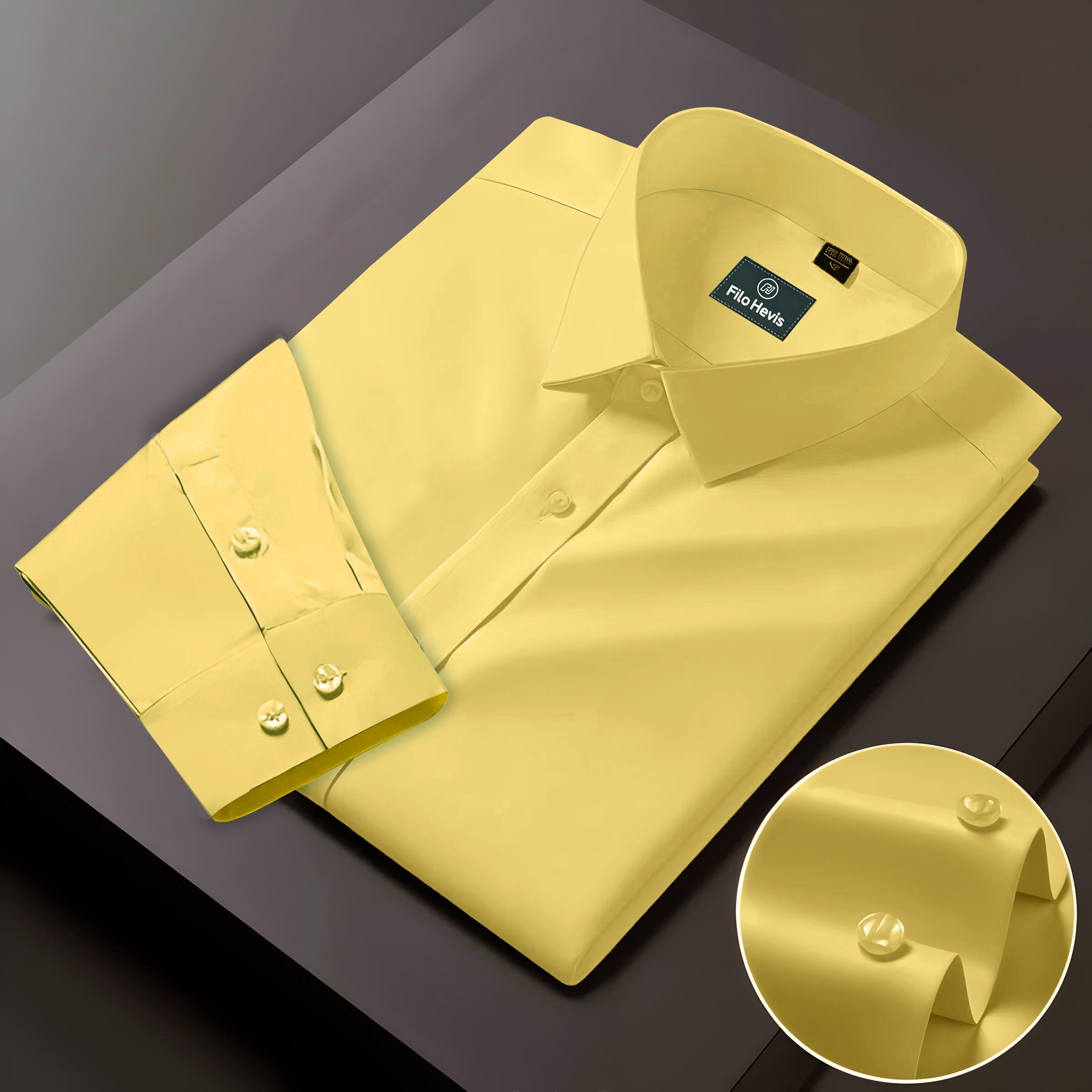 MENS FORMAL REGULAR FIT FULL SLEEVE SHIRT- YELLOW