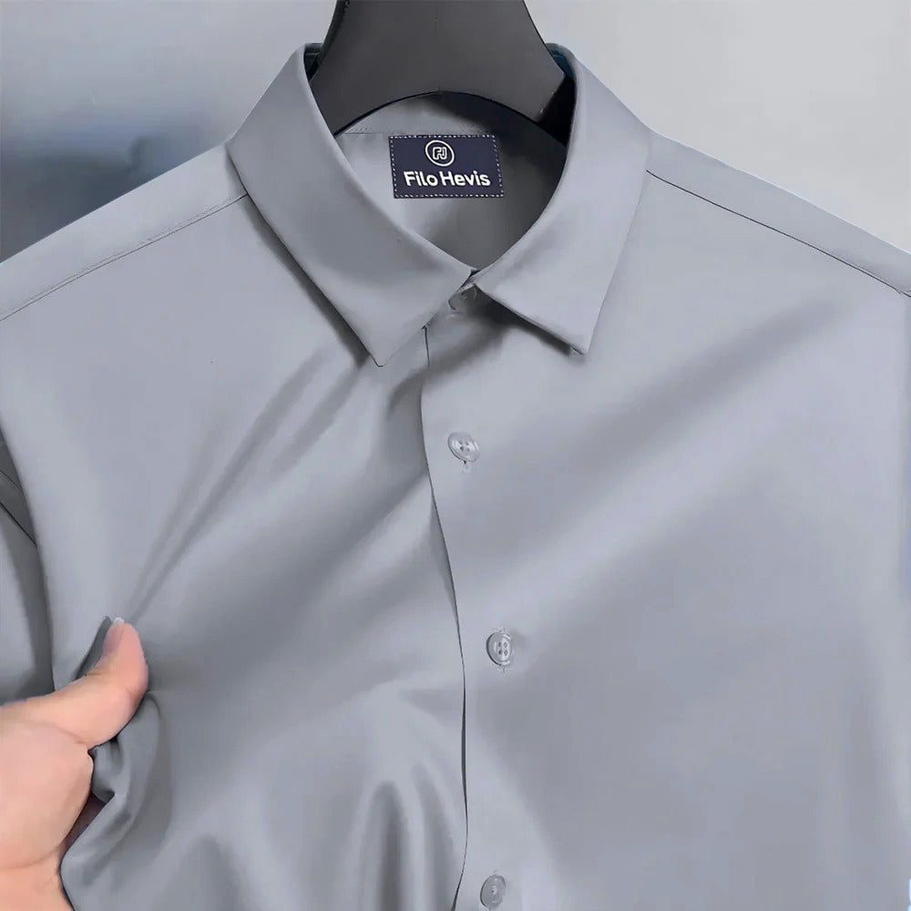 Men's Satin Lycra formal Full Sleeve shirt Light Grey