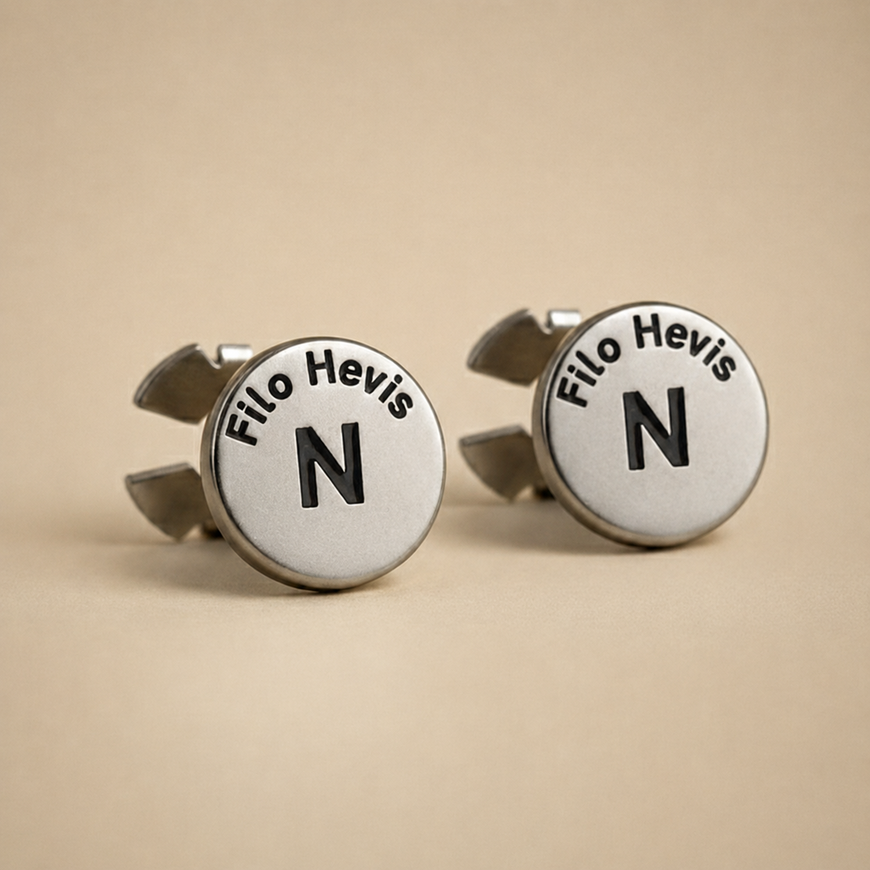 Filohevis Personalised Silver Initial Cufflinks – N | Engraved Letter Unisex Metal Cufflinks | Formal Shirt Accessory (1 Pair)
