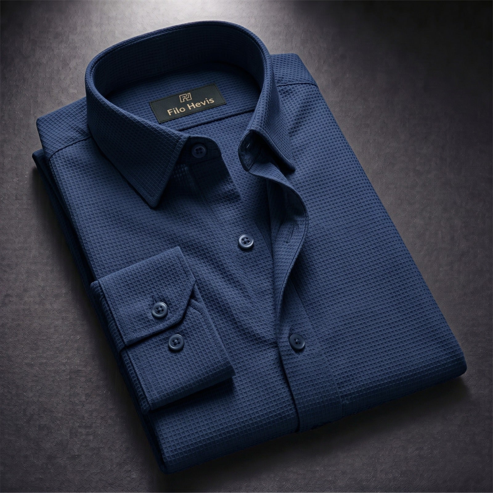 Men's Full Sleeve Self Textured Shirt | Navy Blue My Store