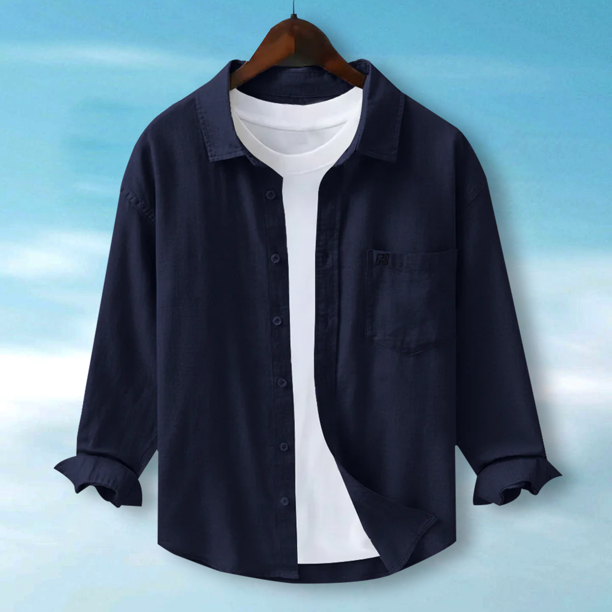 FINE LINEN SHIRTS FOR MEN (Full Sleeves)-Navy Blue