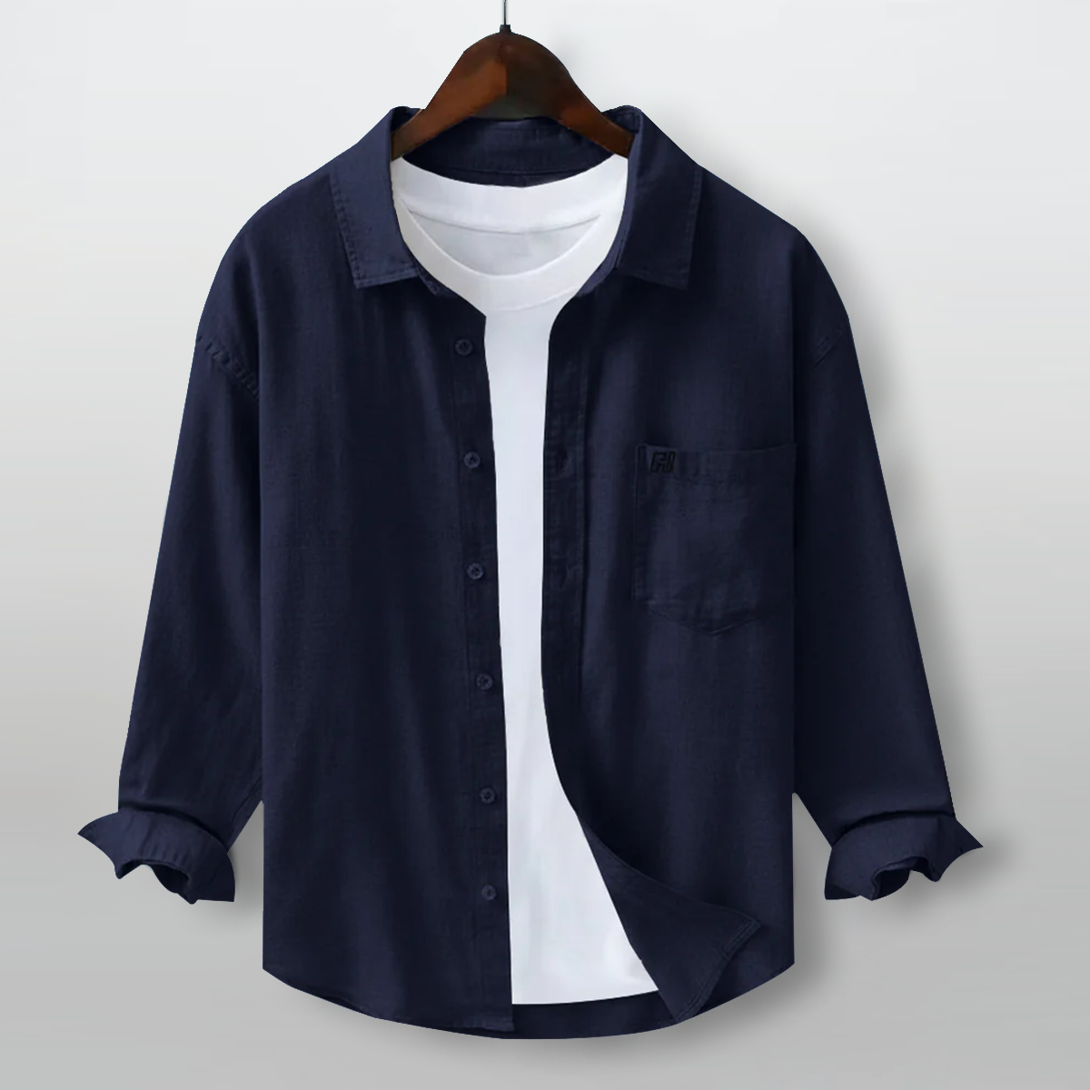 FINE LINEN SHIRTS FOR MEN (Full Sleeves)-Navy Blue My Store