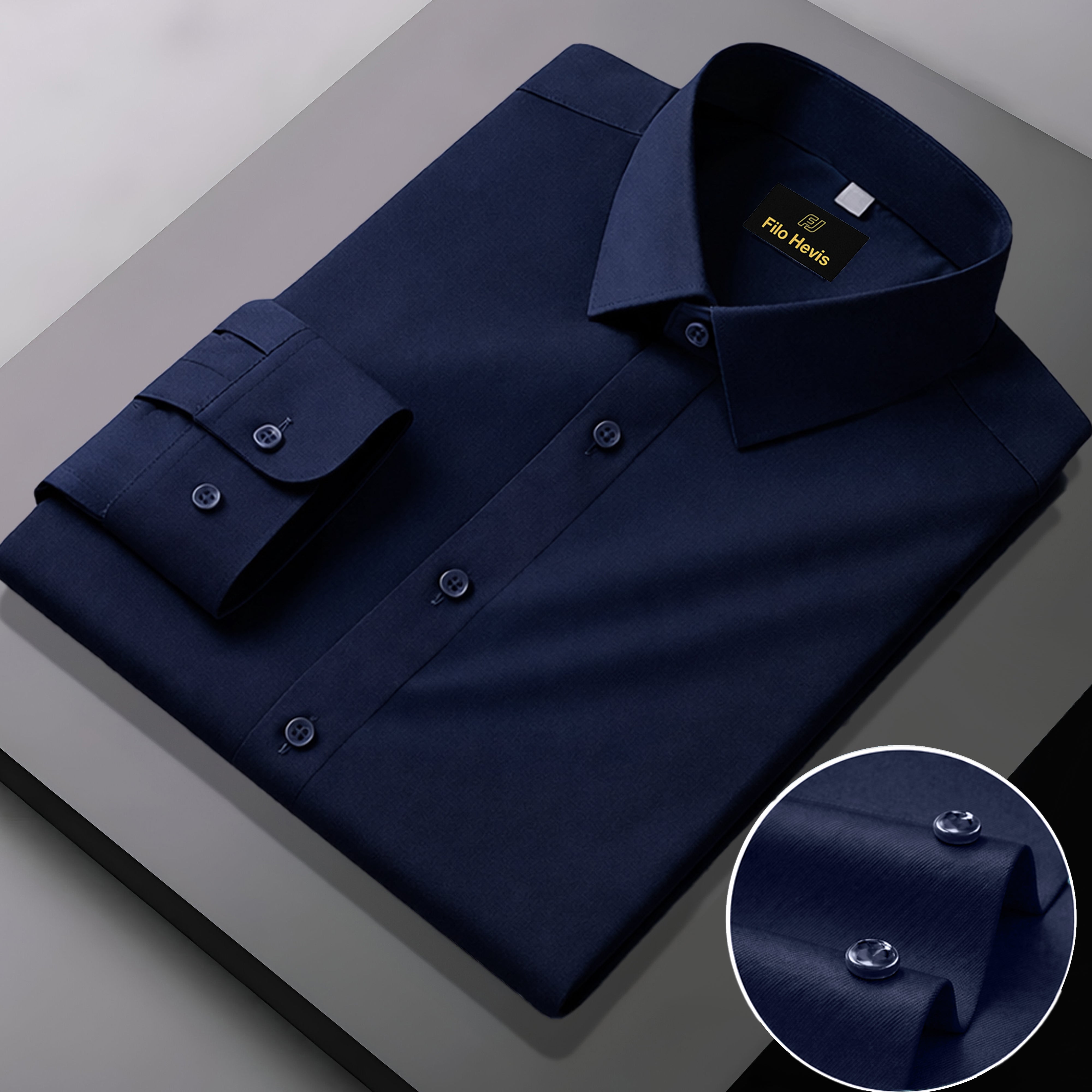 Men's Formal Regular Fit Cotton Full Sleeve Shirt-NAVY BLUE