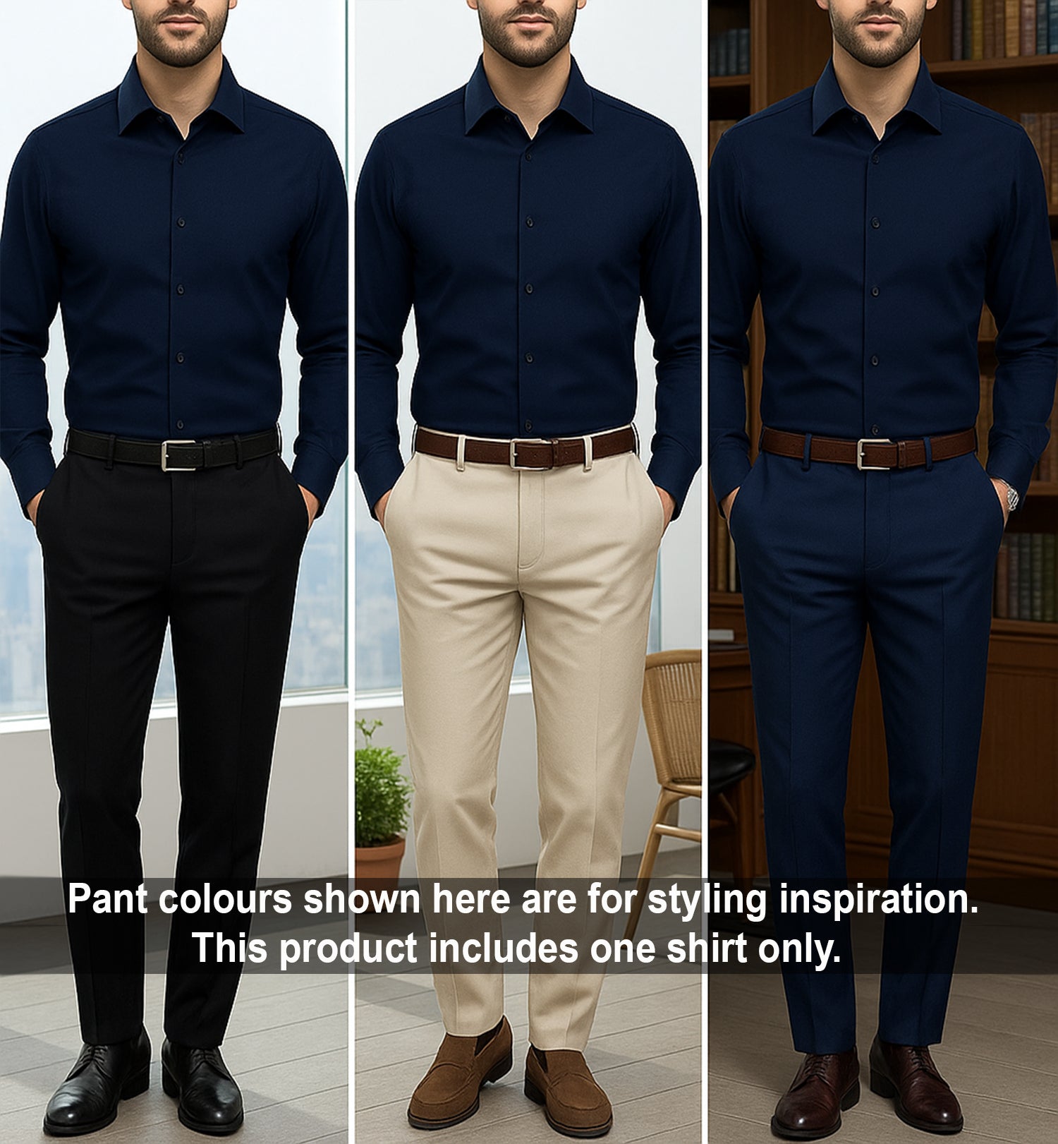 Men's Satin Lycra formal Full Sleeve Shirt Navy Blue