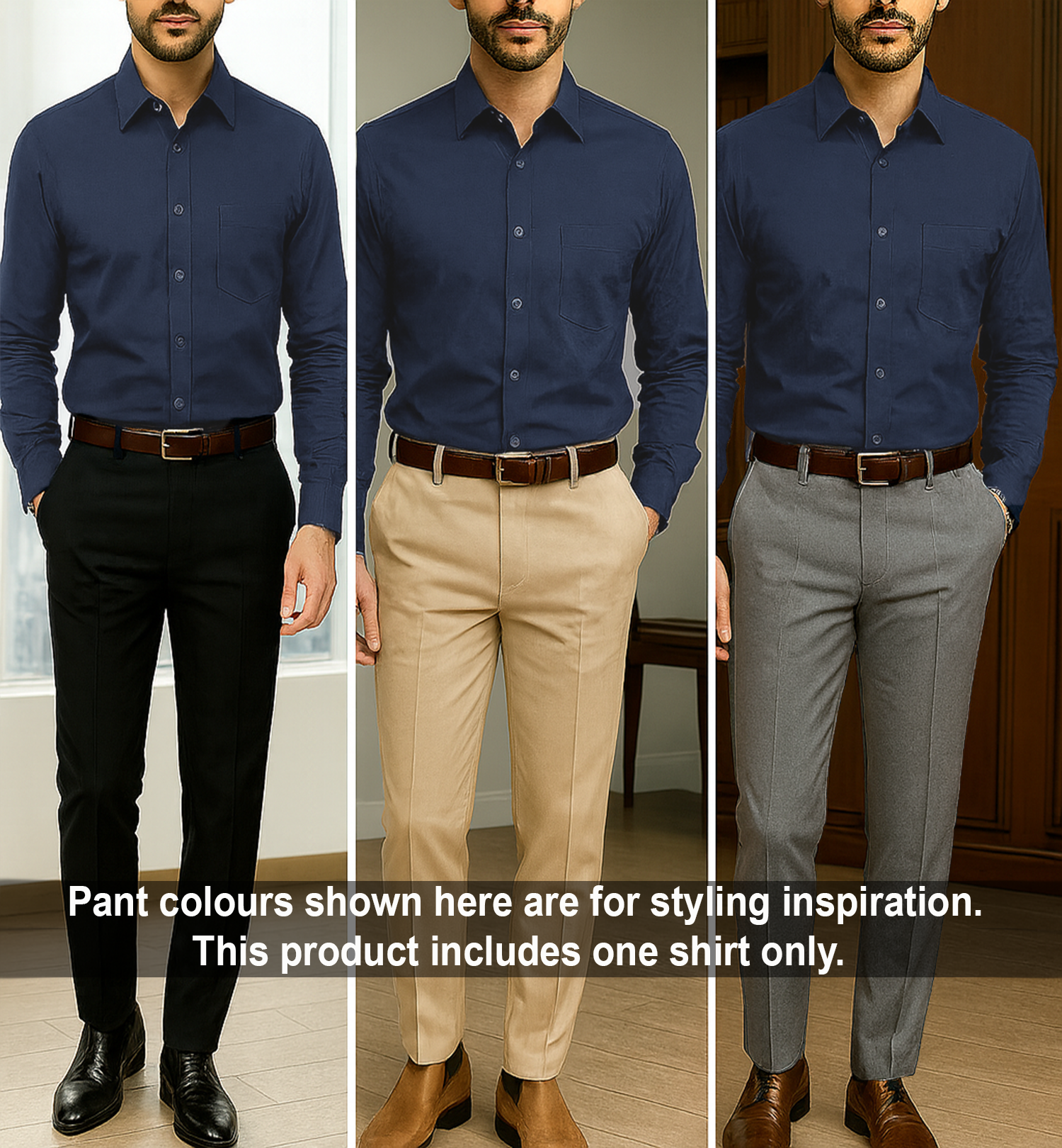 PLATINUM COTTON SATIN FORMAL SHIRT FOR MEN (Single Pocket)-Navy Blue