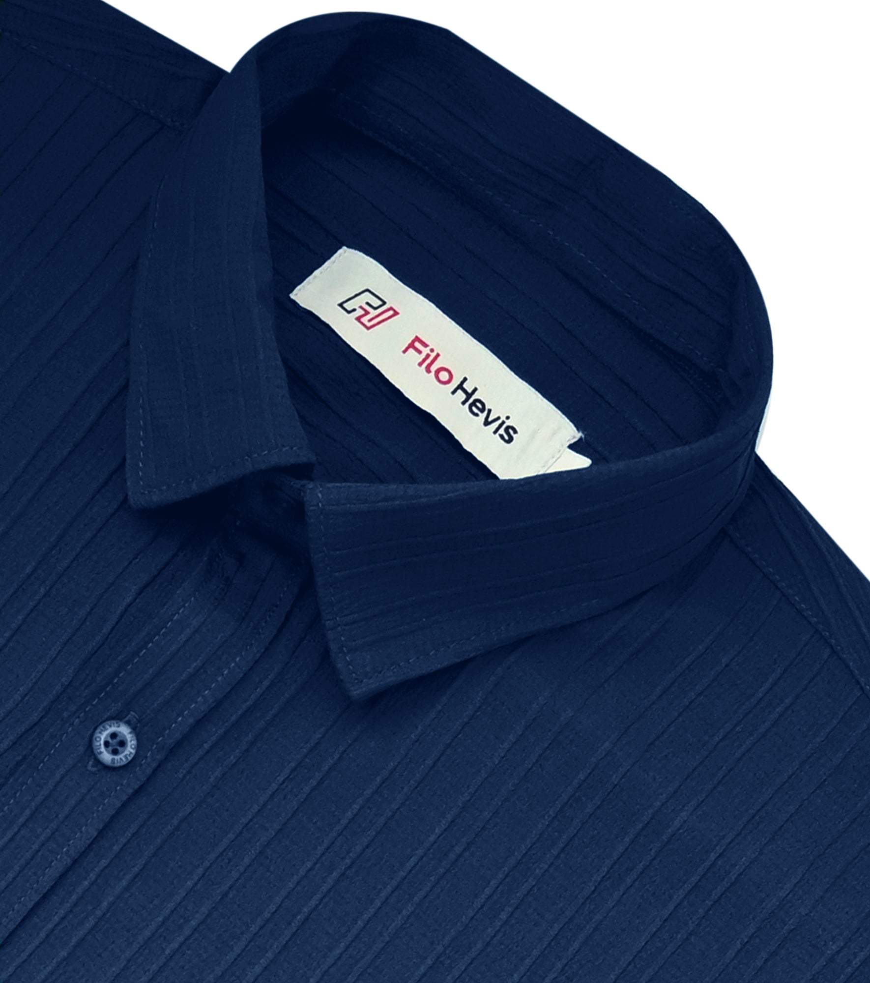Men’s Textured Popcorn Half Sleeve Casual Shirt – Navy Blue My Store
