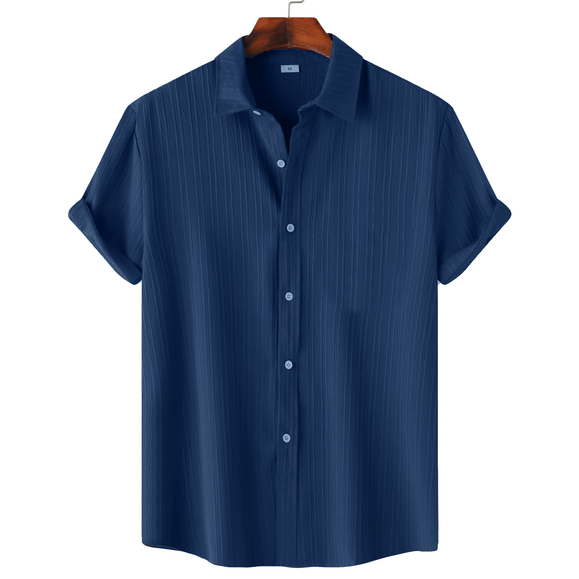 Men’s Textured Popcorn Half Sleeve Casual Shirt – Navy Blue