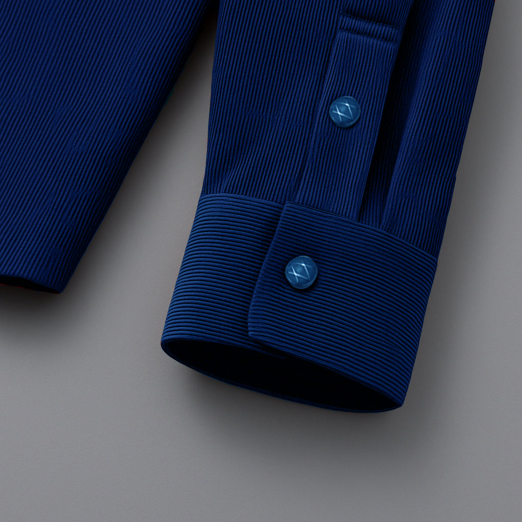 MEN’S CORDUROY SHIRT FOR WINTER STYLE | 21-WALES CORDUROY | DOUBLE POCKET | EMERALD-Navy Blue