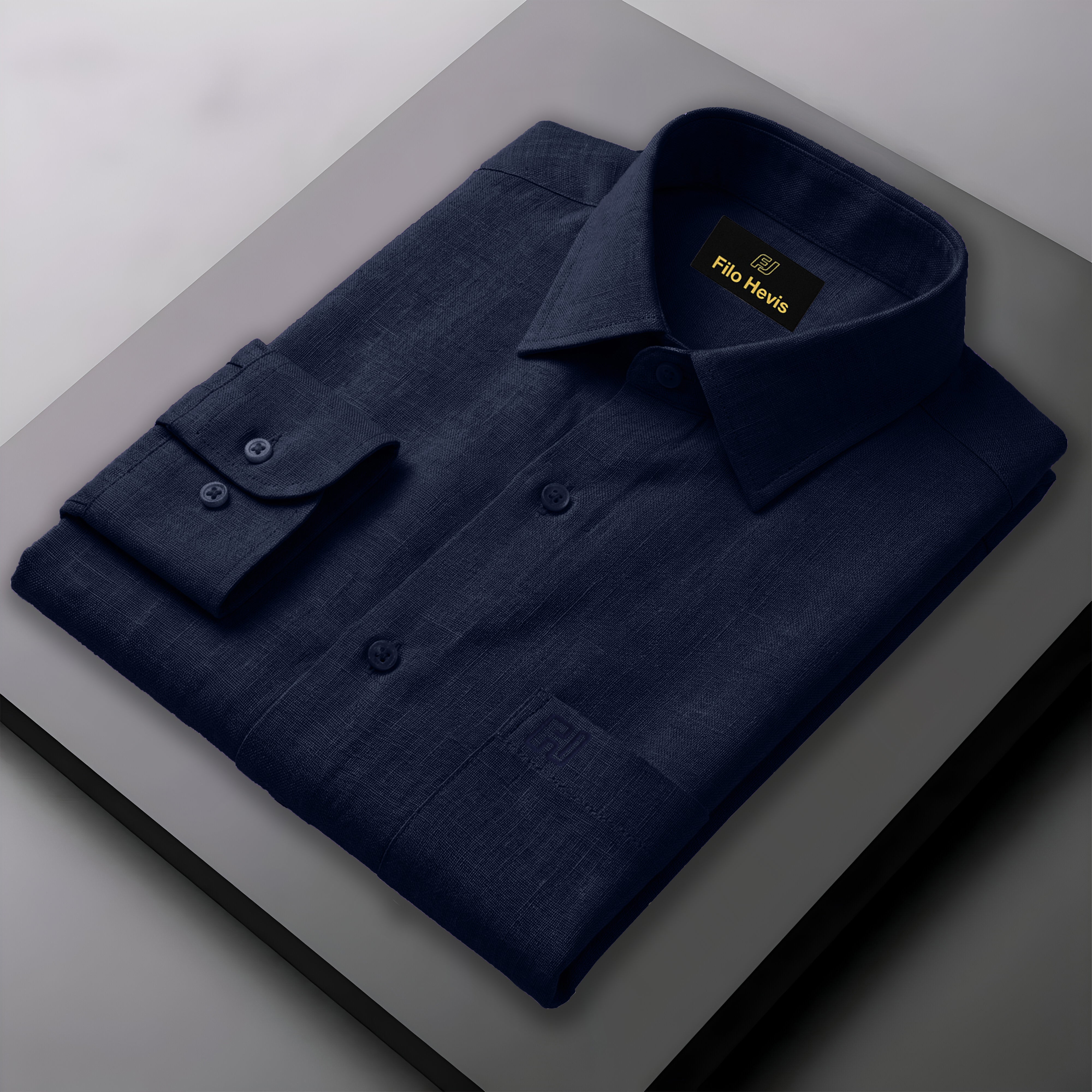 FINE LINEN SHIRTS FOR MEN (Full Sleeves)-Navy Blue