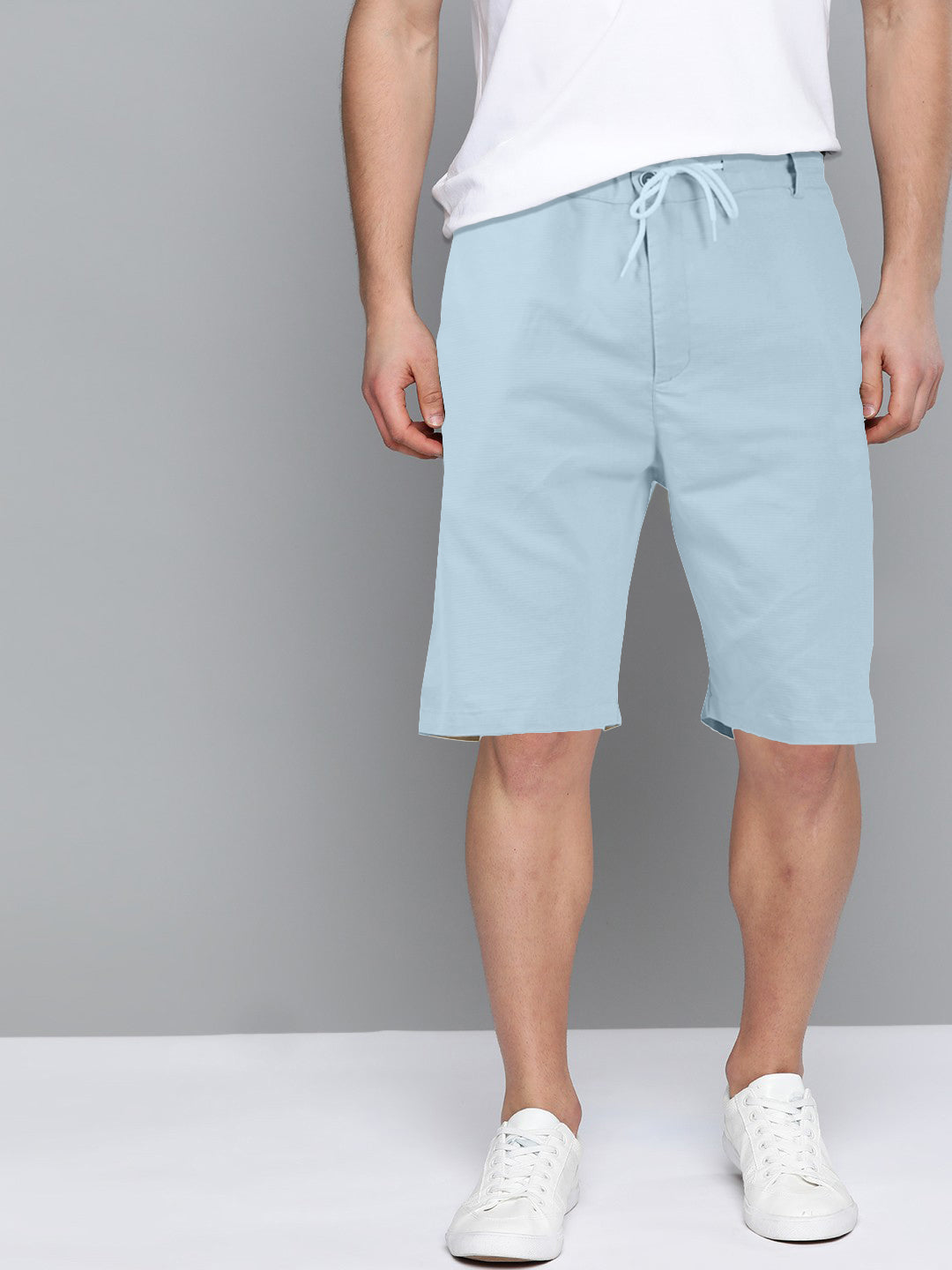 Cotton Solid Shorts Sky