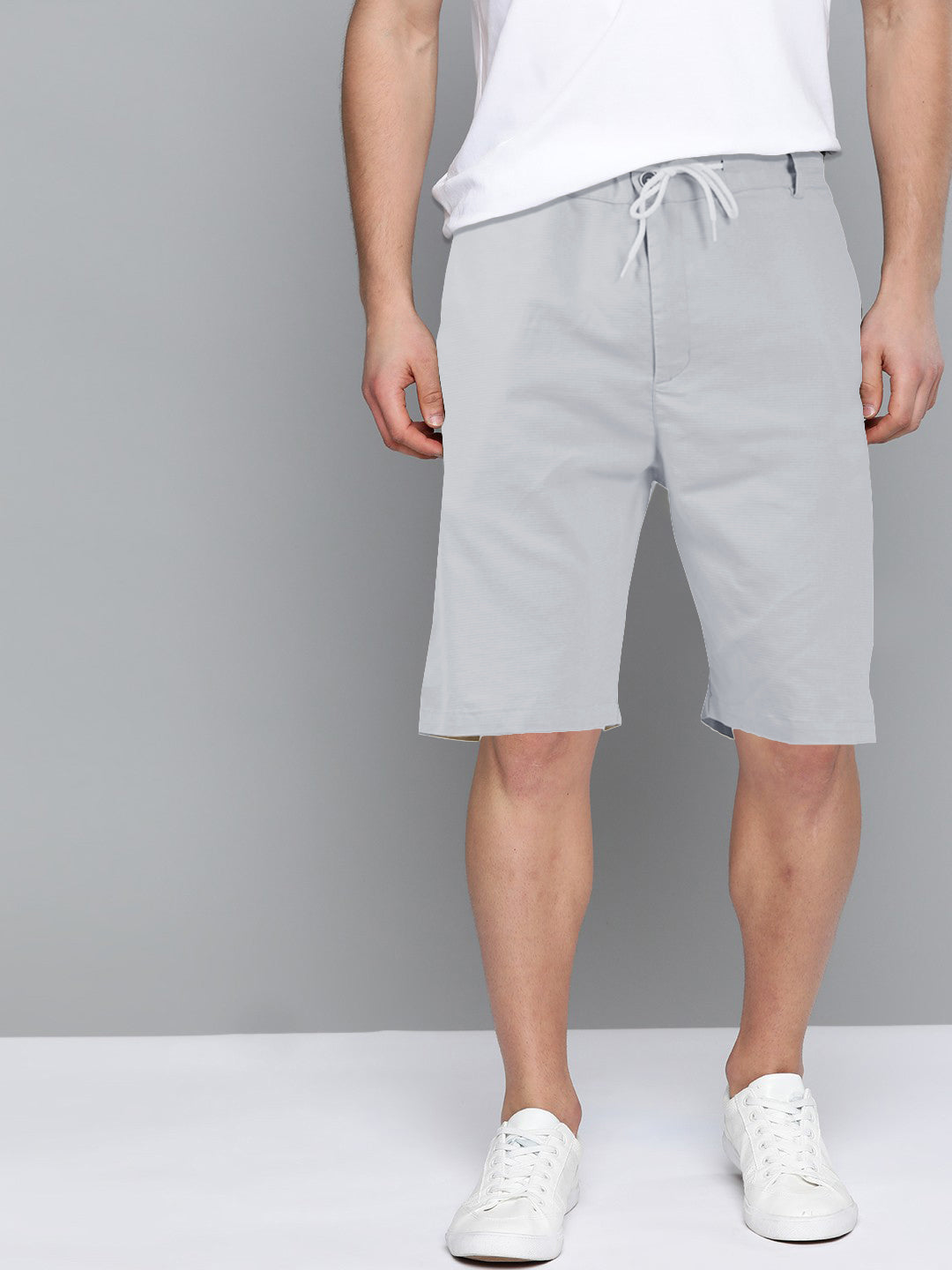 Cotton Solid Shorts Light Grey