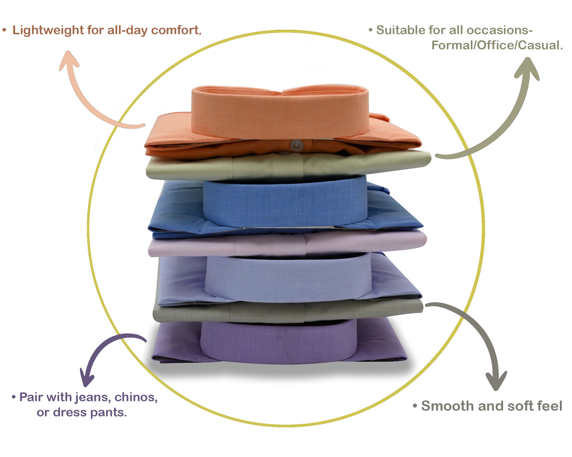 Combo of 2 Filafil Fabric Regular Fit Formal Shirts – Purple & White (Single Pocket)