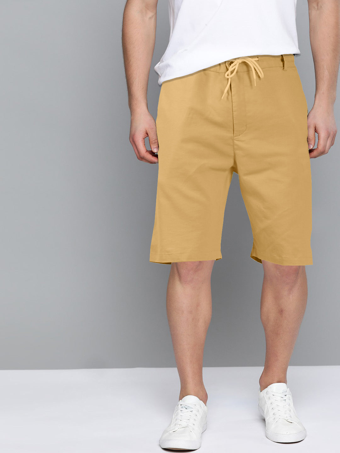 Cotton Solid Shorts Yellow
