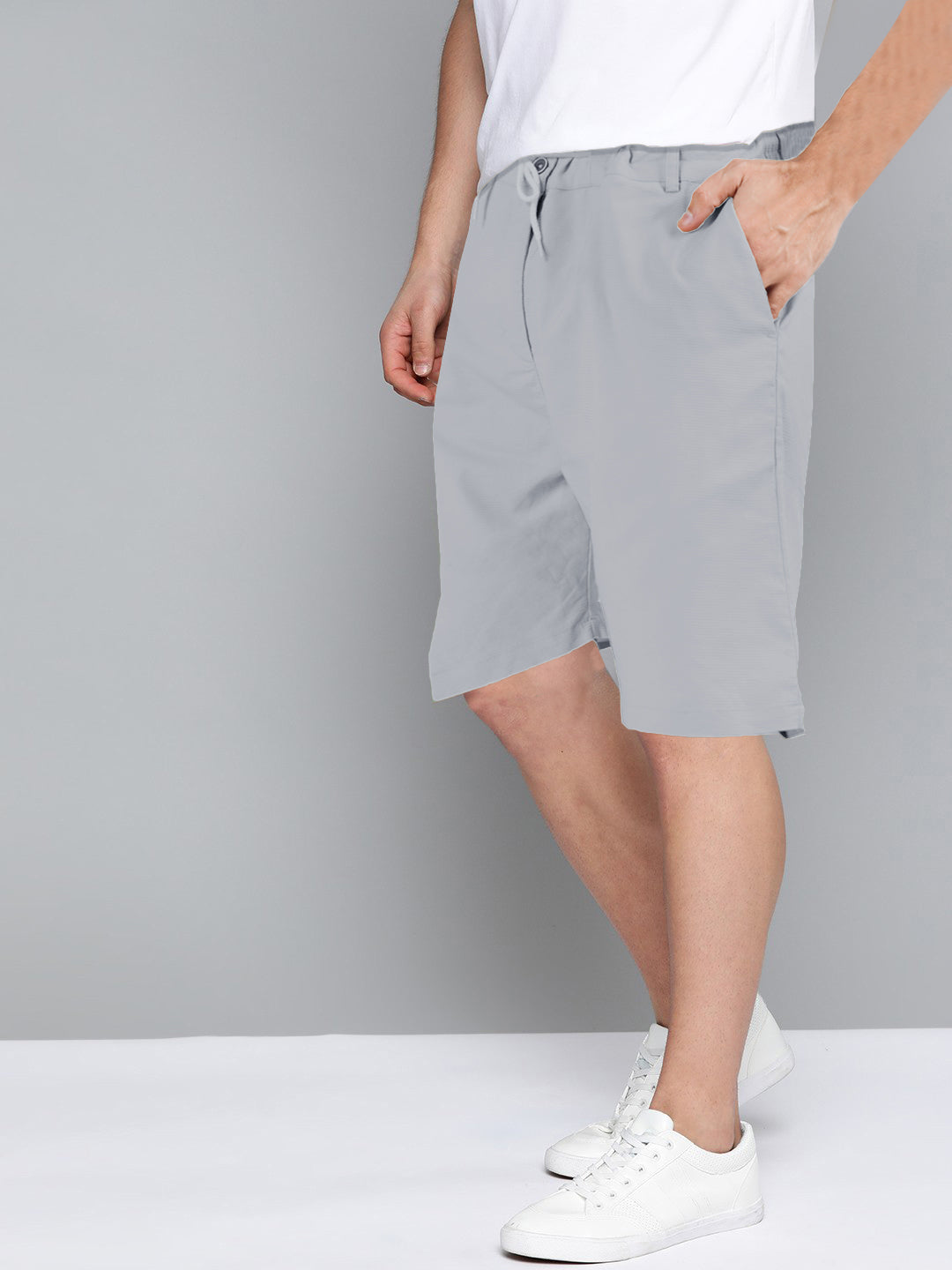 Cotton Solid Shorts Light Grey