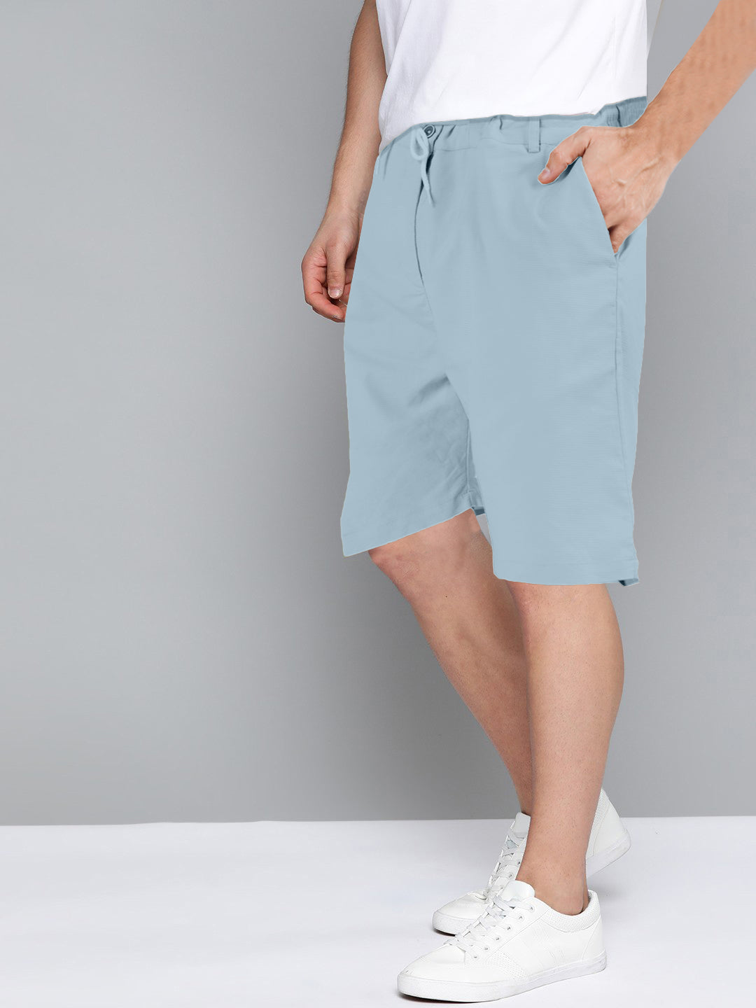 Cotton Solid Shorts Sky