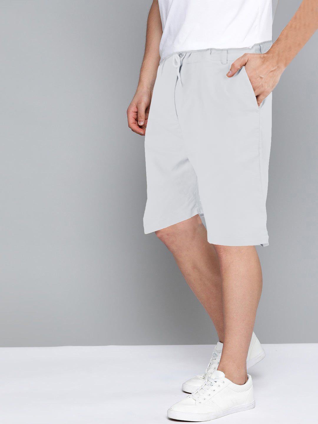 Cotton Solid Shorts White