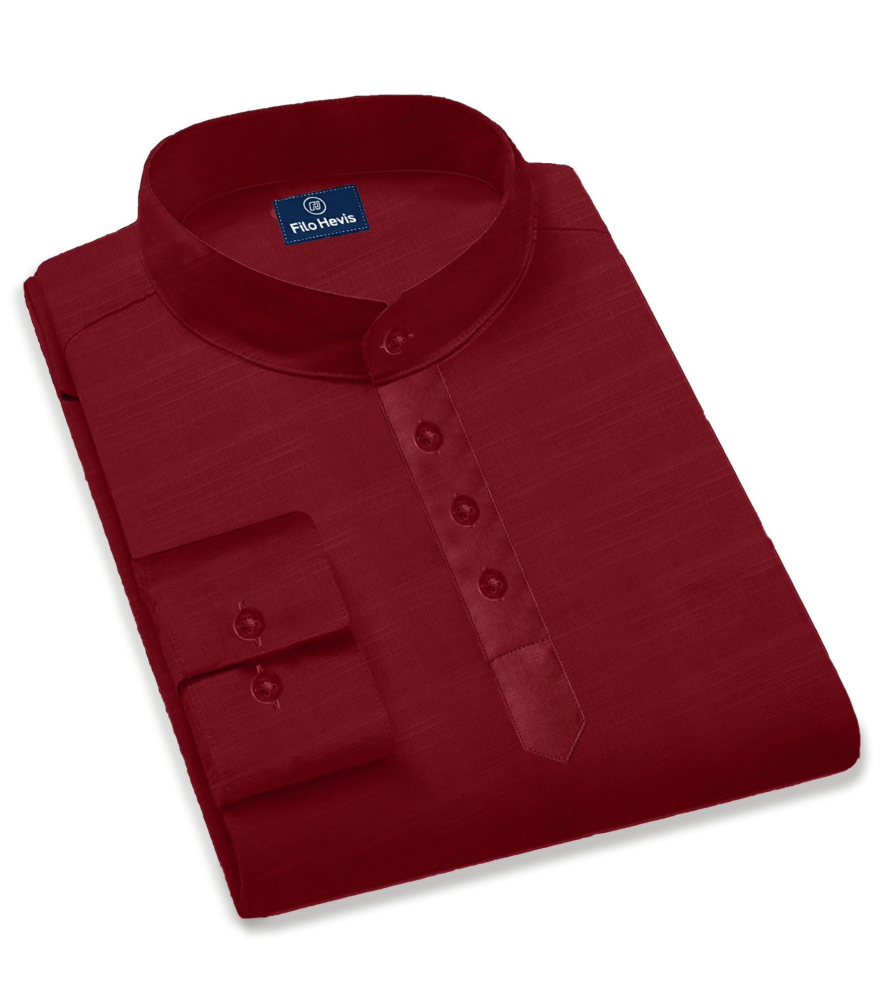 Cotton Chinese Collar Short Kurta for Men | Traditional Nehru Ethnic Shirts | Daily Wear-Red