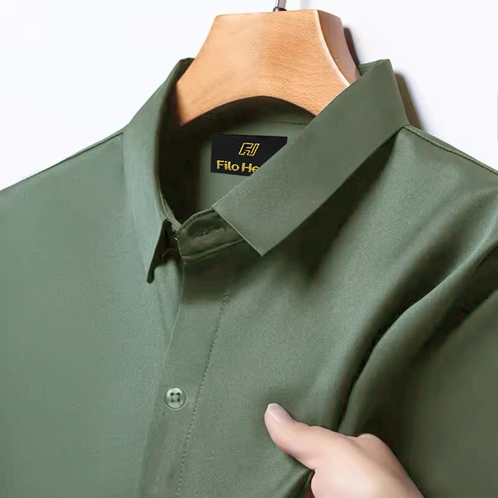 Japanese Lycra Premium Stretch Shirt–Lavender Mist | Ultra-Smooth Formal Fit | Olive Green