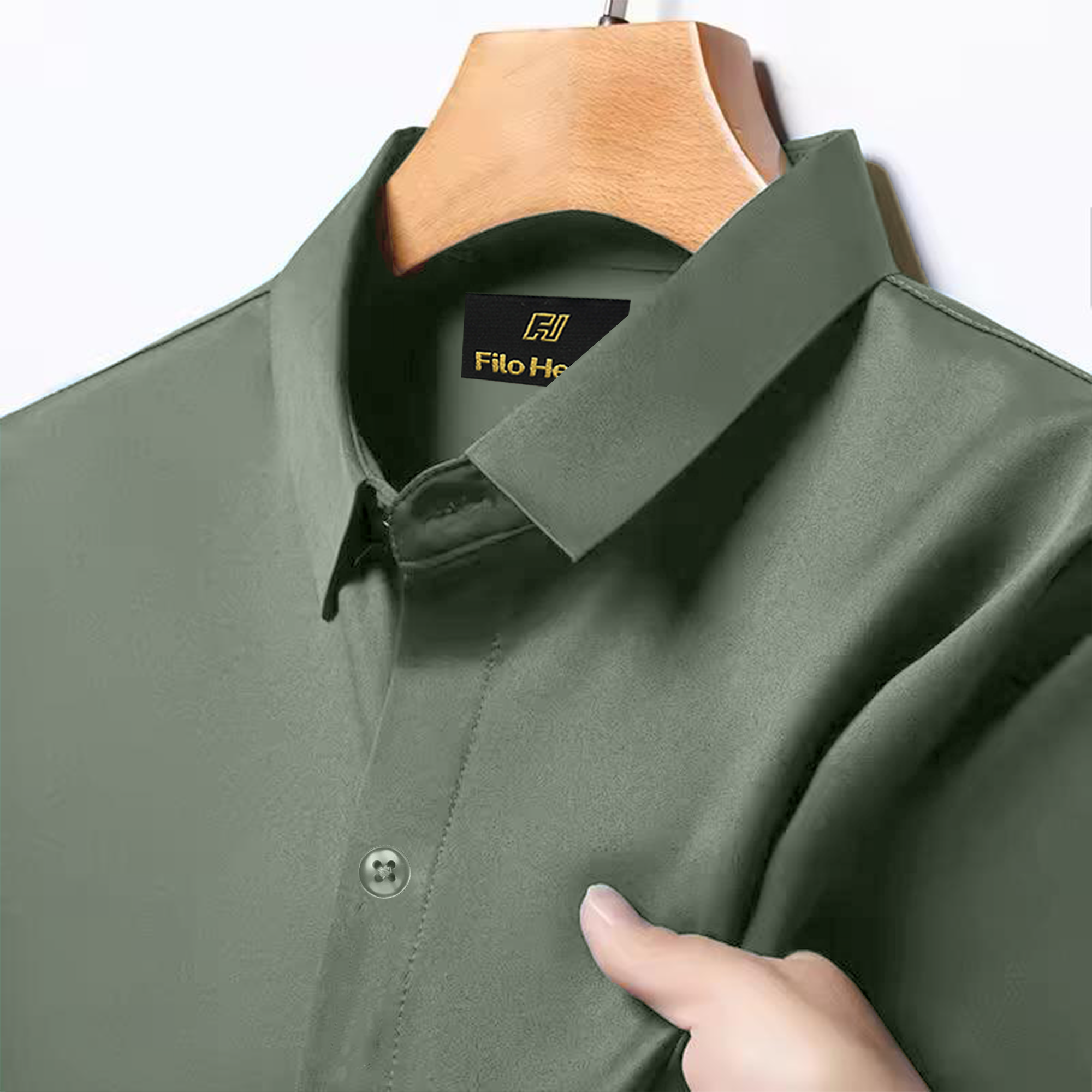 Japanese Lycra Stretch Formal Shirt for Men | Olive Green My Store