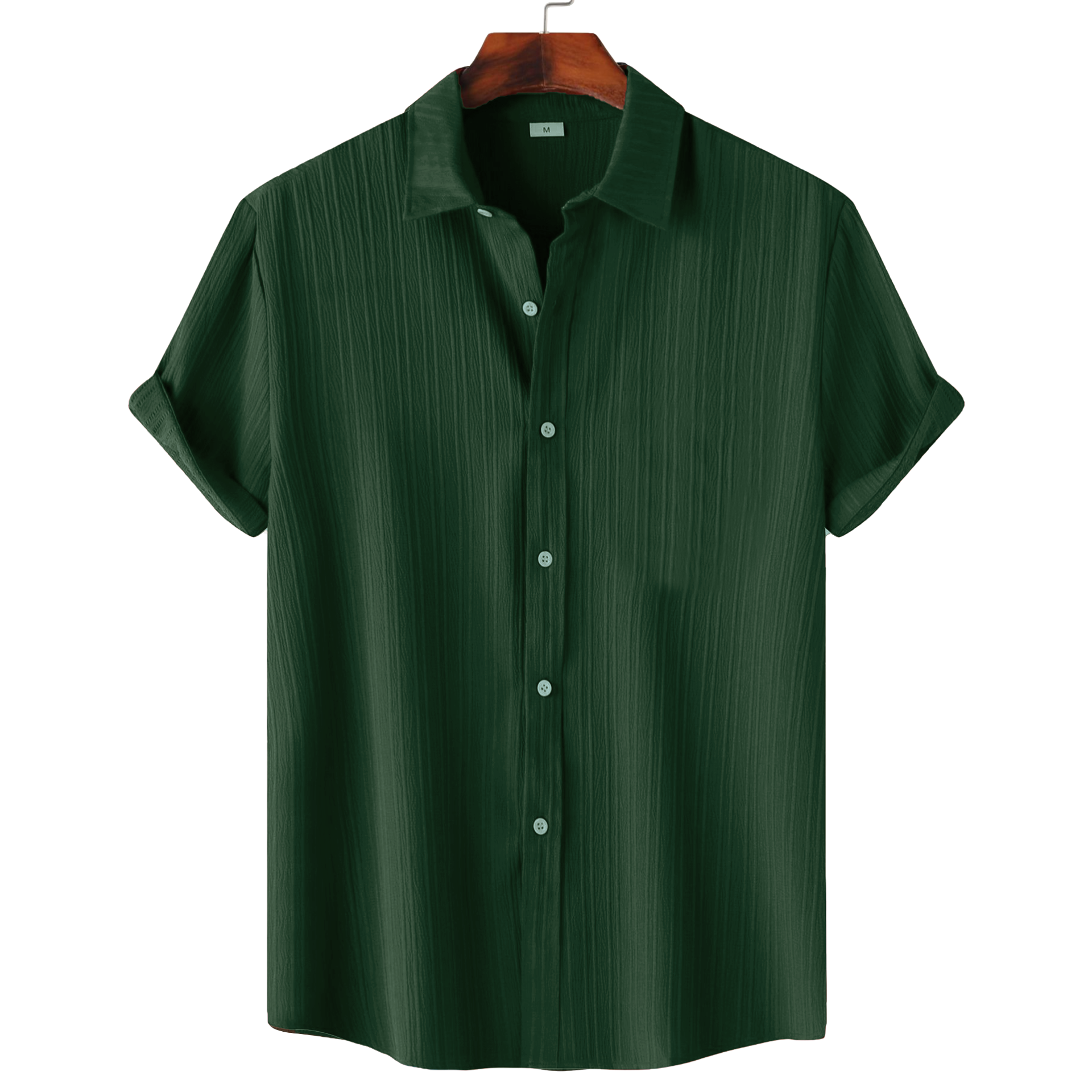 Men’s Textured Popcorn Half Sleeve Casual Shirt – Mehandi Olive My Store