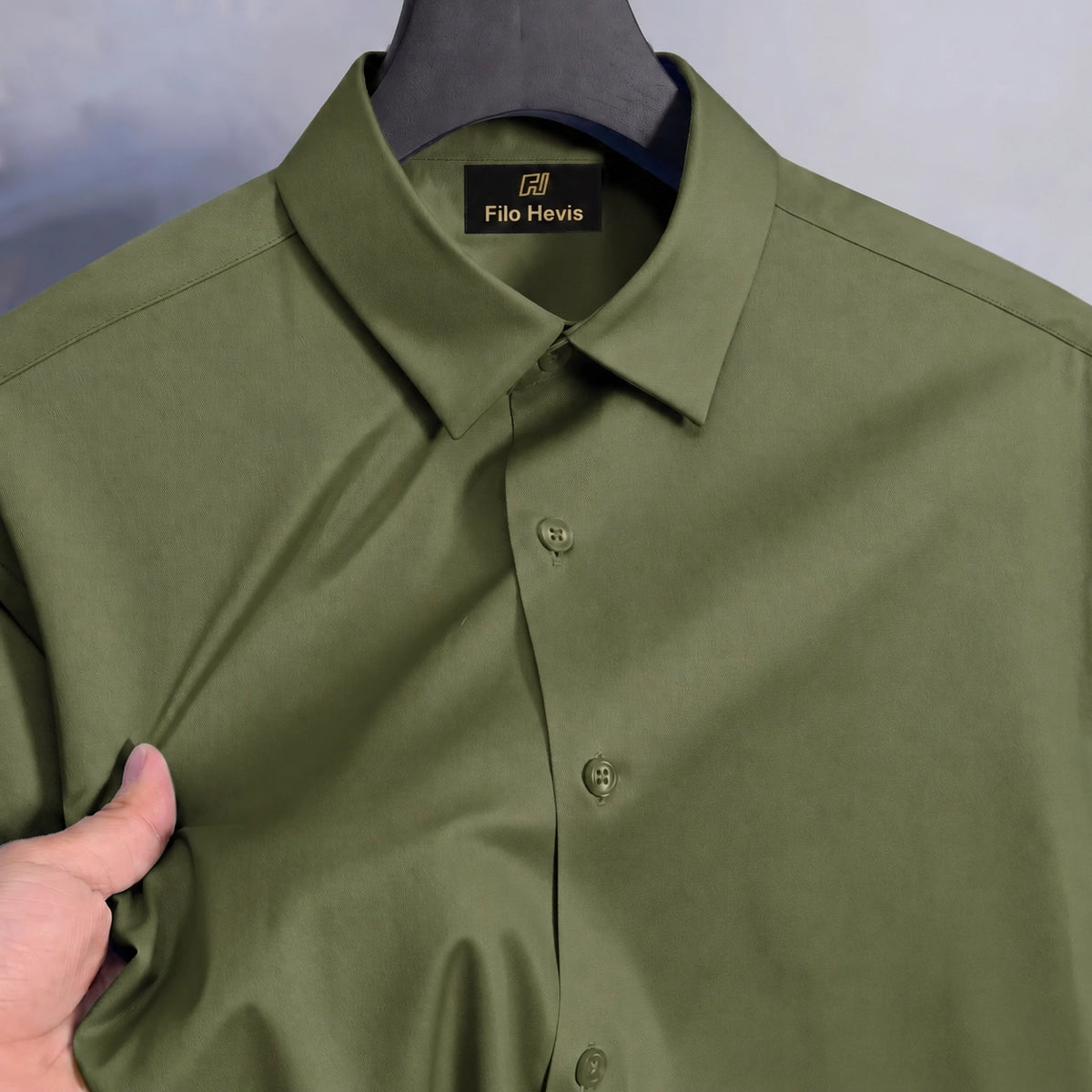 Men’s Satin Lycra Formal Shirt (Imported Fabric)| Olive Green