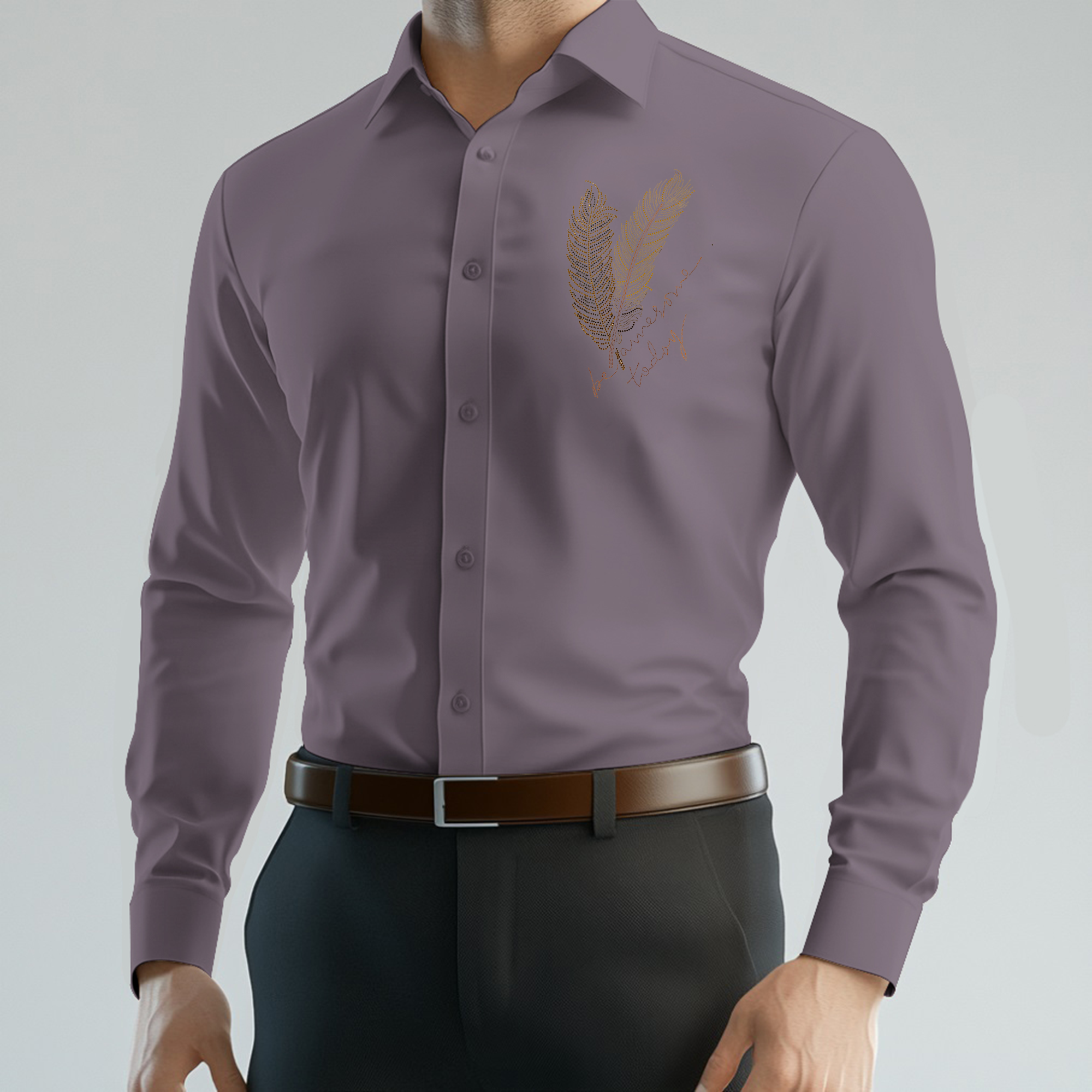 PARTY SHIRTS FOR MEN | PREMIUM SHIRTS | CLUB SHIRTS Feather Embroidery-Onion