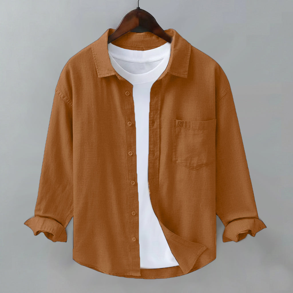 FINE LINEN SHIRTS FOR MEN (Full Sleeves)-Orange