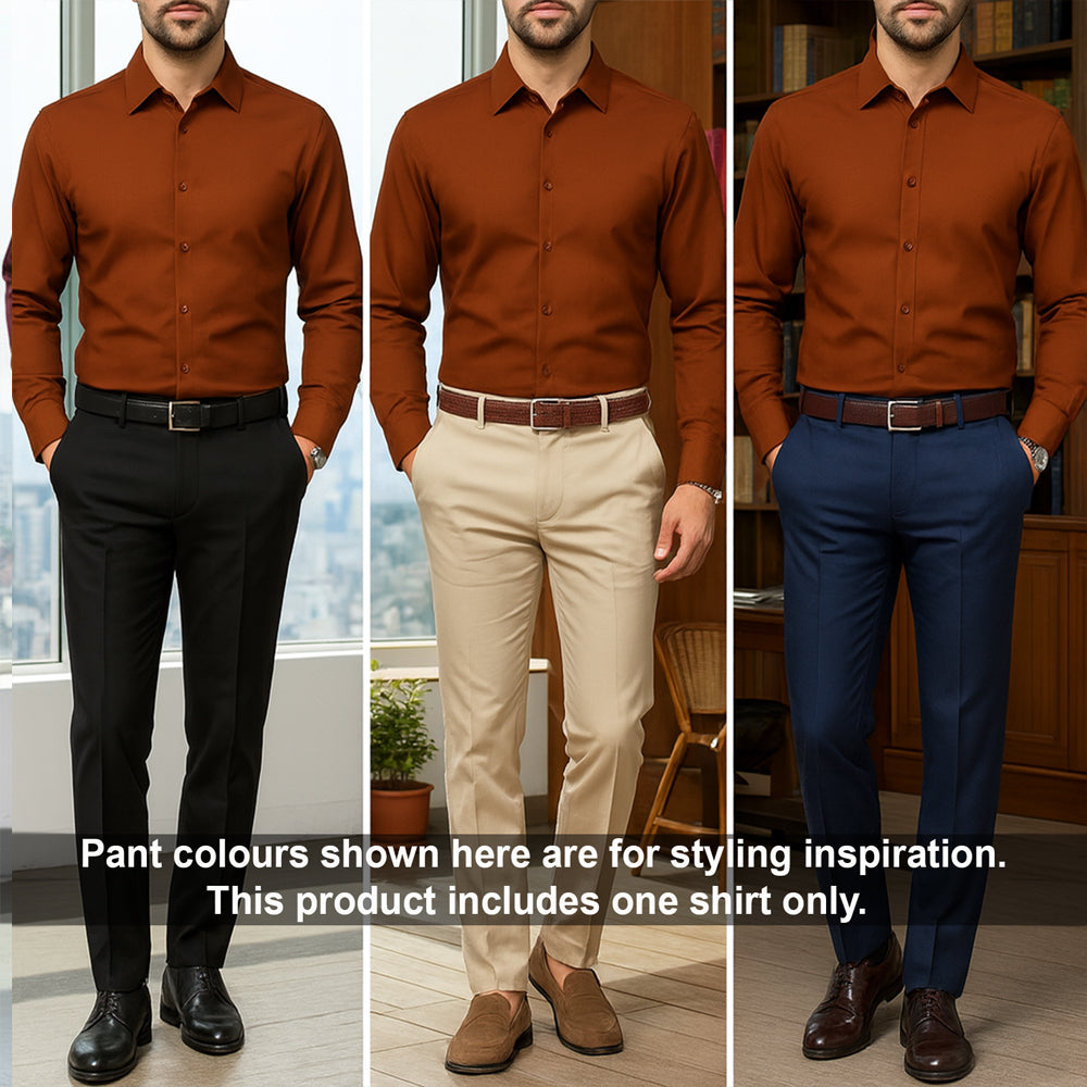 Men's Satin Lycra formal Full Sleeve Shirt Orange