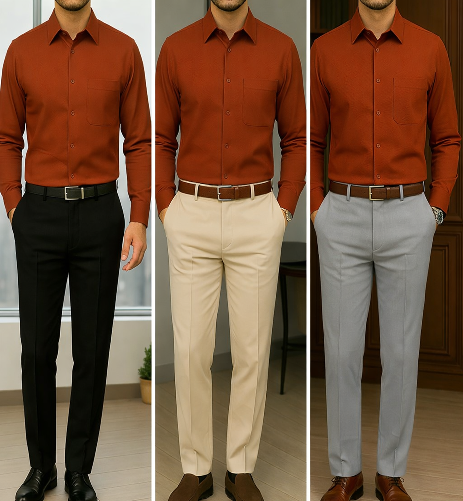 PLATINUM COTTON SATIN FORMAL SHIRT FOR MEN (Single Pocket)-Orange