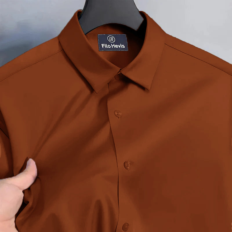 Men's Satin Lycra formal Full Sleeve Shirt Orange