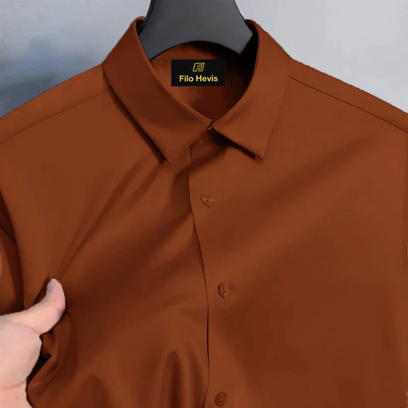 Men's Satin Lycra formal Full Sleeve Shirt Orange