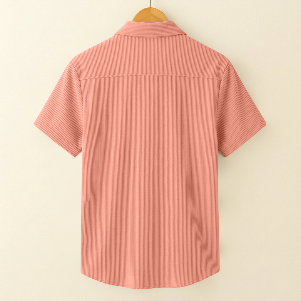 SELF-CORD CASUAL SHIRTS FOR MEN BLENDED FABRIC | Half Sleeves | Peach Filo Hevis