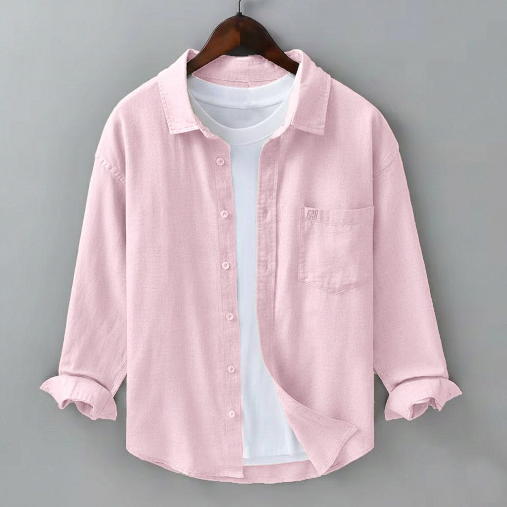 FINE LINEN SHIRTS FOR MEN (Full Sleeves)-Pink