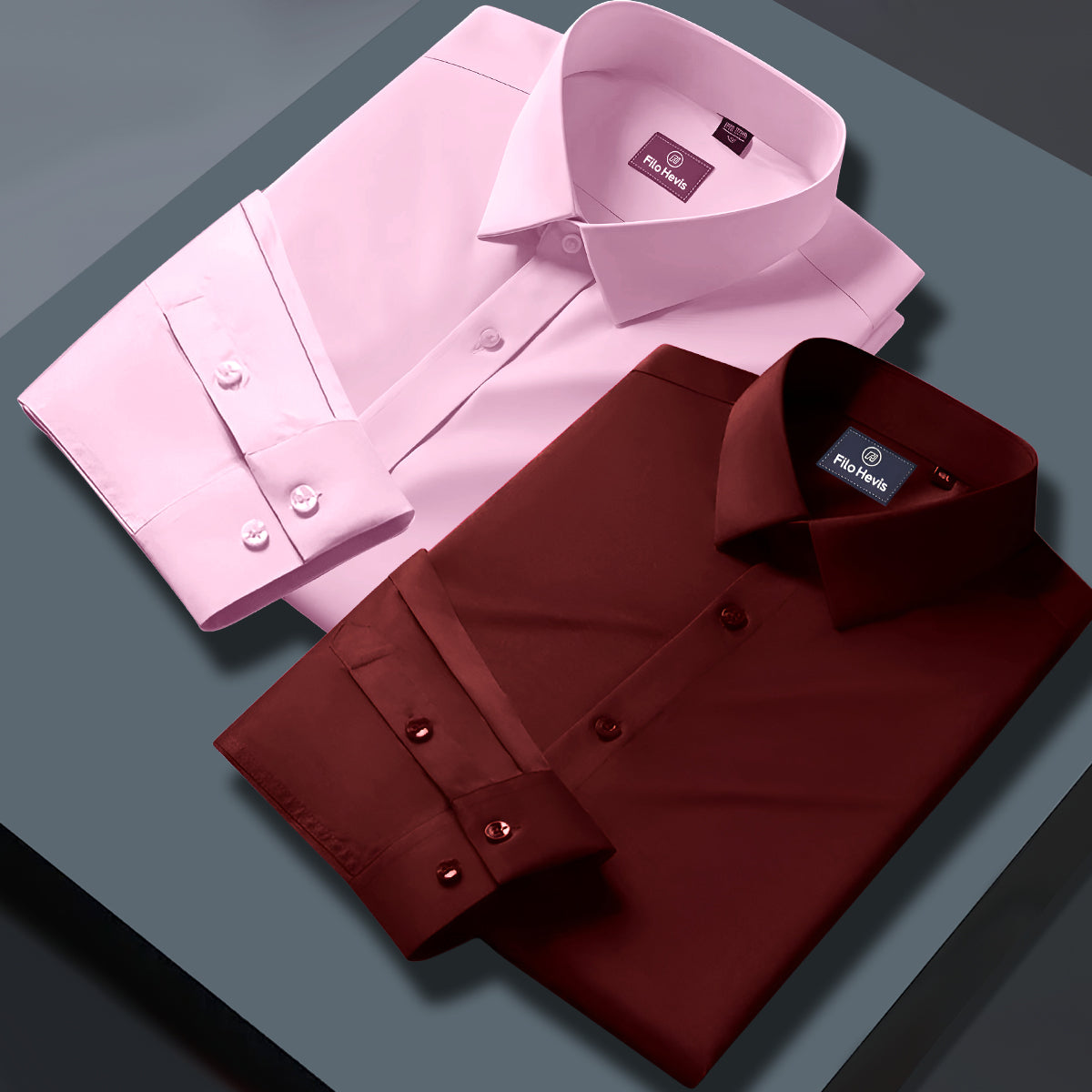 Combo of 2 Formal shirts Light Pink & Maroon Colour