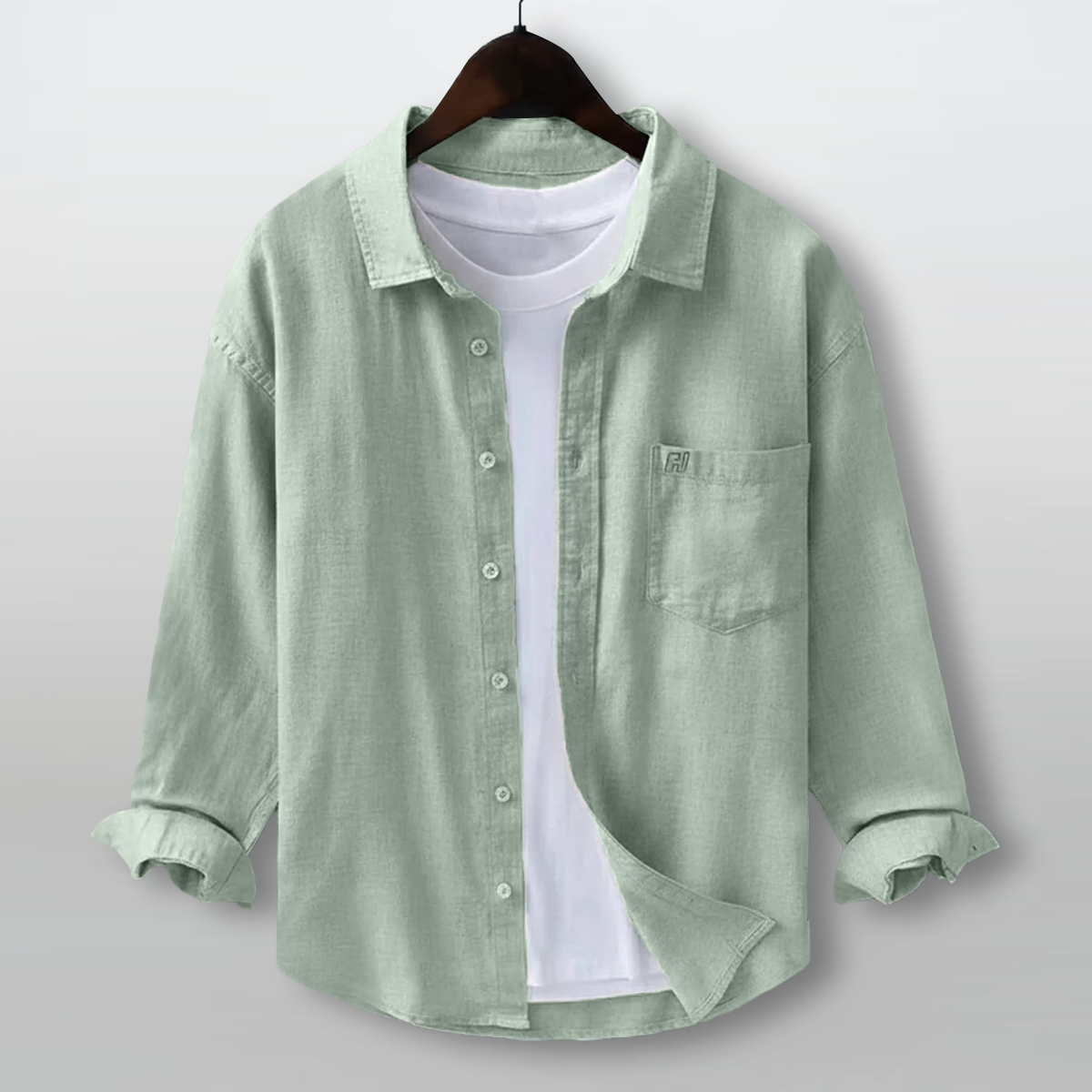 FINE LINEN SHIRTS FOR MEN (Full Sleeves)-Pista Green