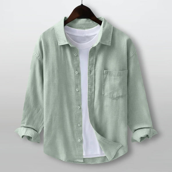pista green linen shirt