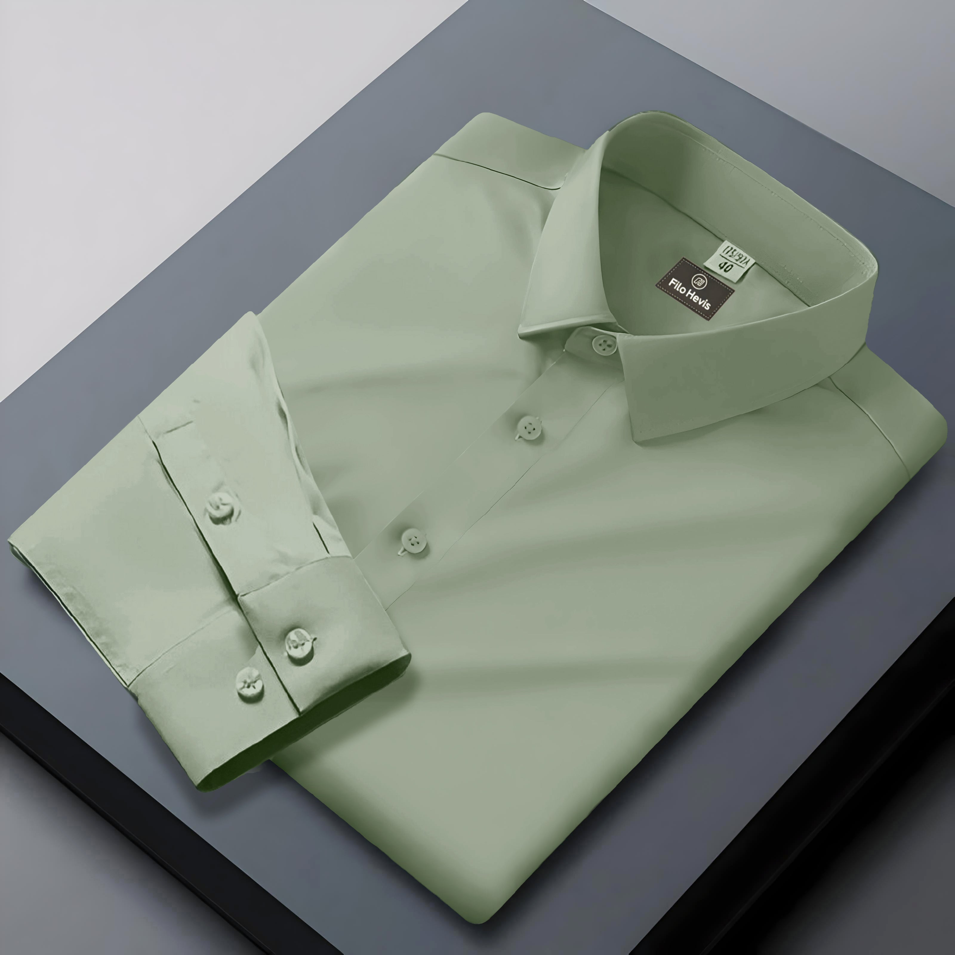 Men's Formal Regular Fit Cotton Full Sleeve Shirt - Pista Green/Sage Green