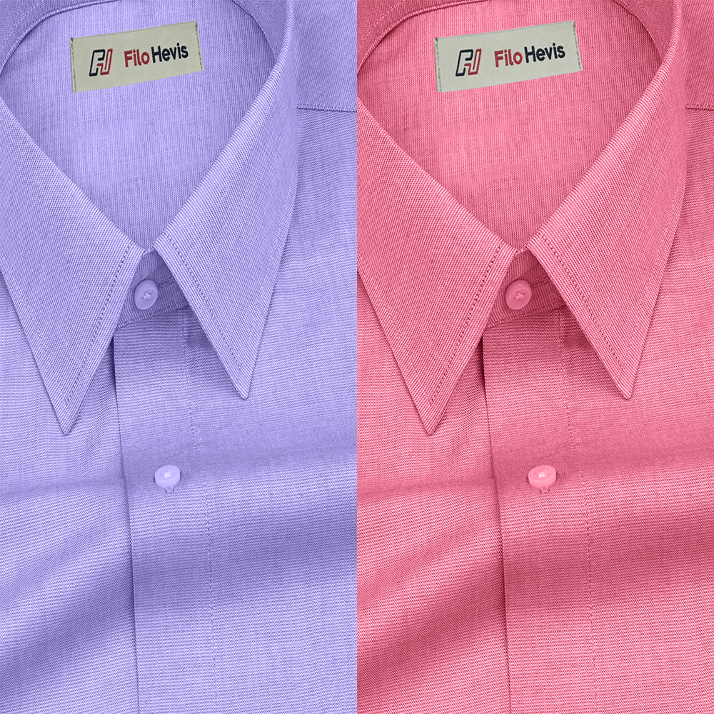 Combo of 2 Filafil Fabric Regular Fit Formal Shirts – Purple & Pink (Single Pocket)