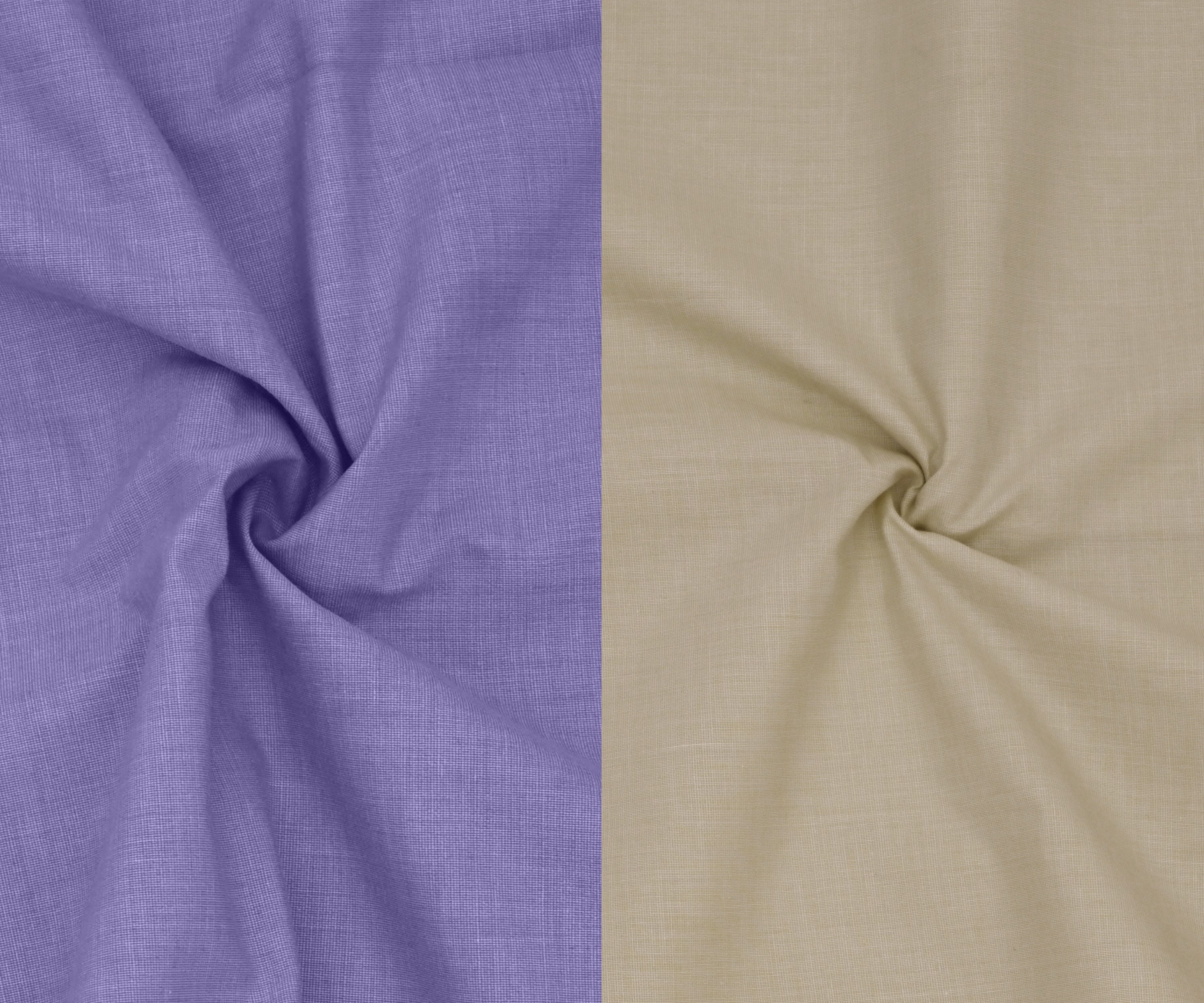 Combo of 2 Filafil Fabric Regular Fit Formal Shirts – Purple & Cream (Single Pocket)