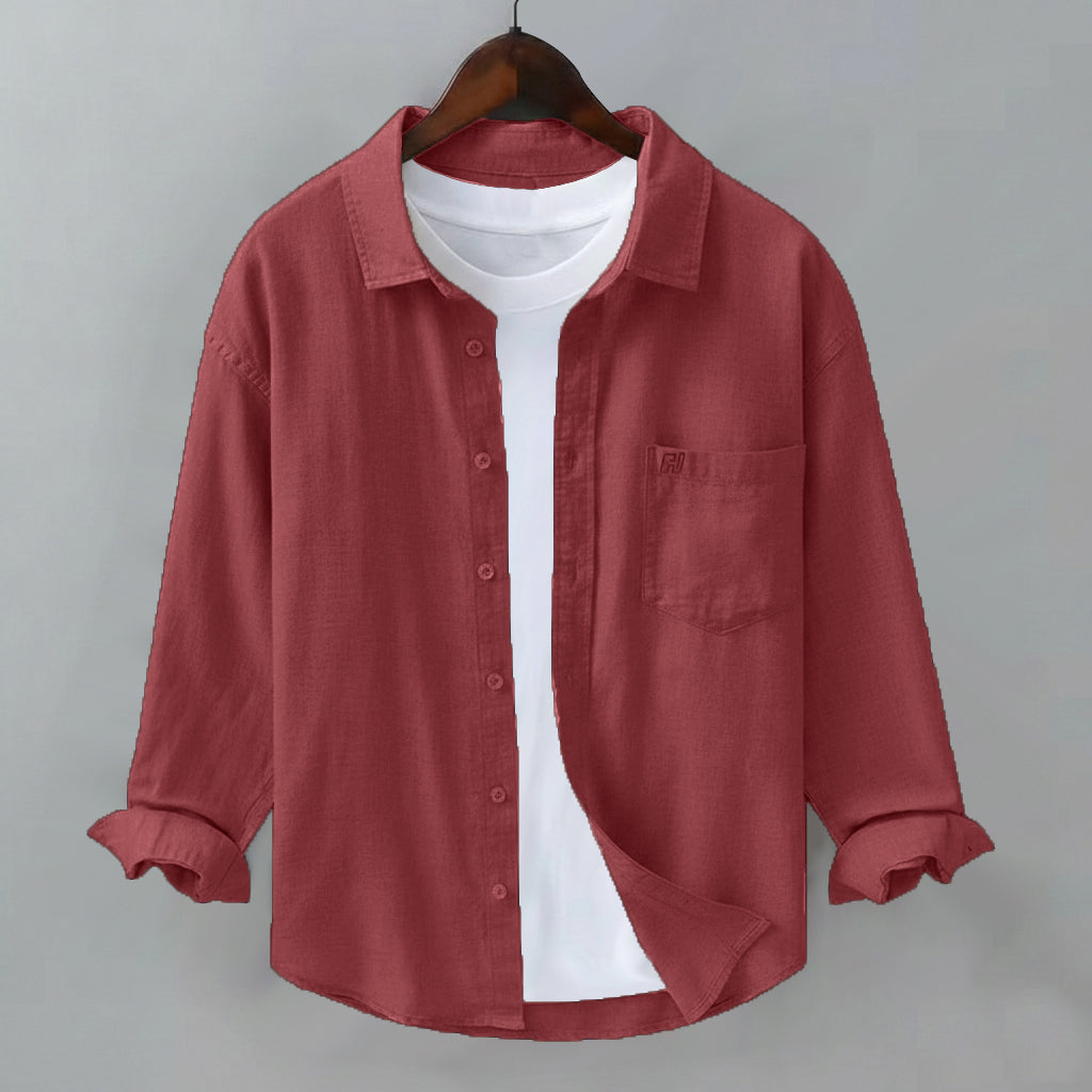 FINE LINEN SHIRTS FOR MEN (Full Sleeves)-Red